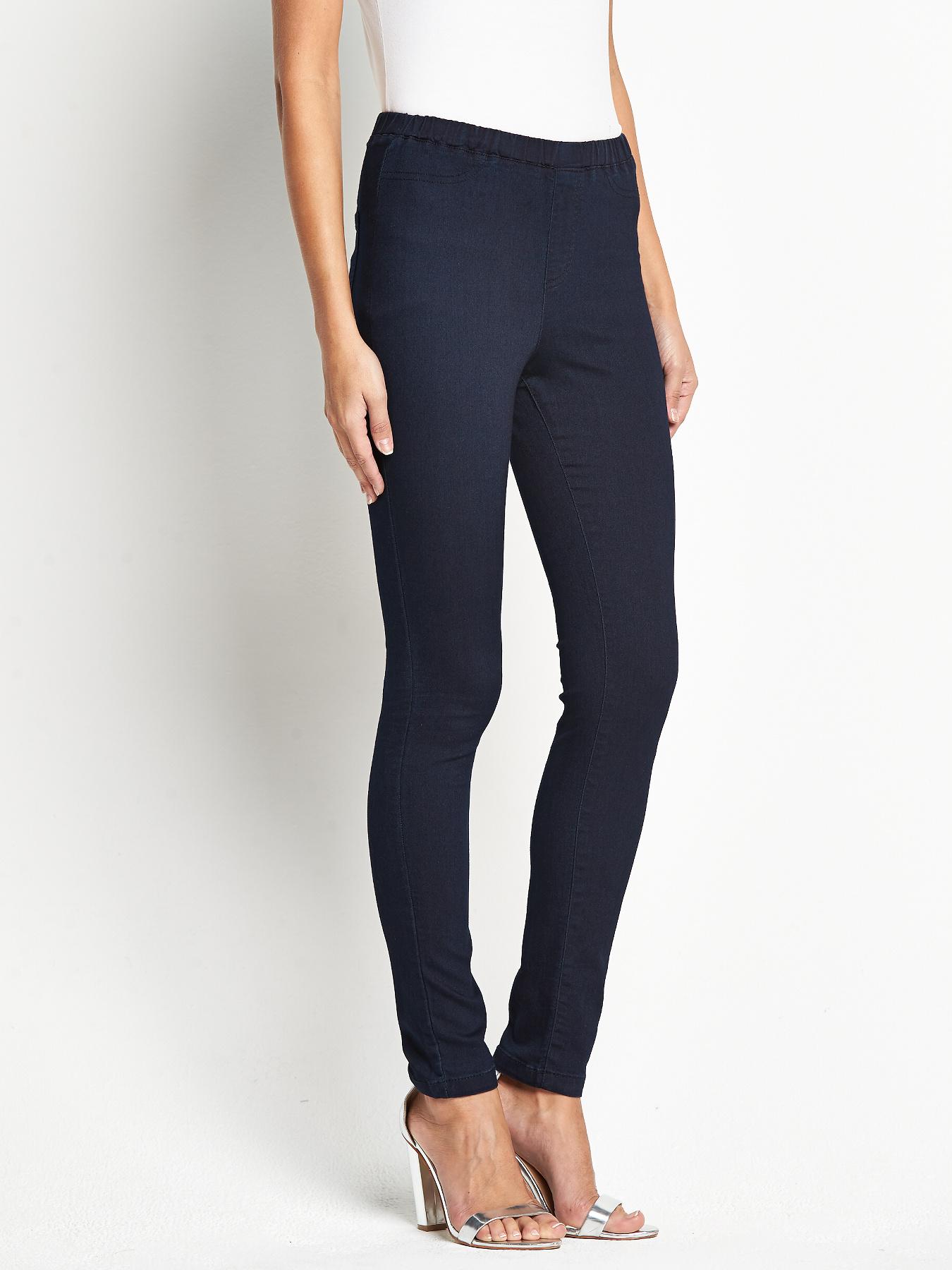 High Rise Denim Jeggings, Indigo,Black High Rise Denim Jeggings, Indigo,Black