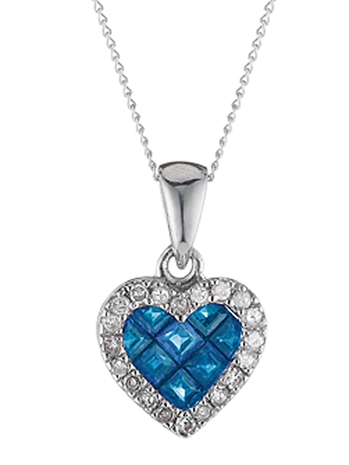 9 Carat White Gold Sapphire and Diamond Heart Pendant 9 Carat White Gold Sapphire and Diamond Heart Pendant
