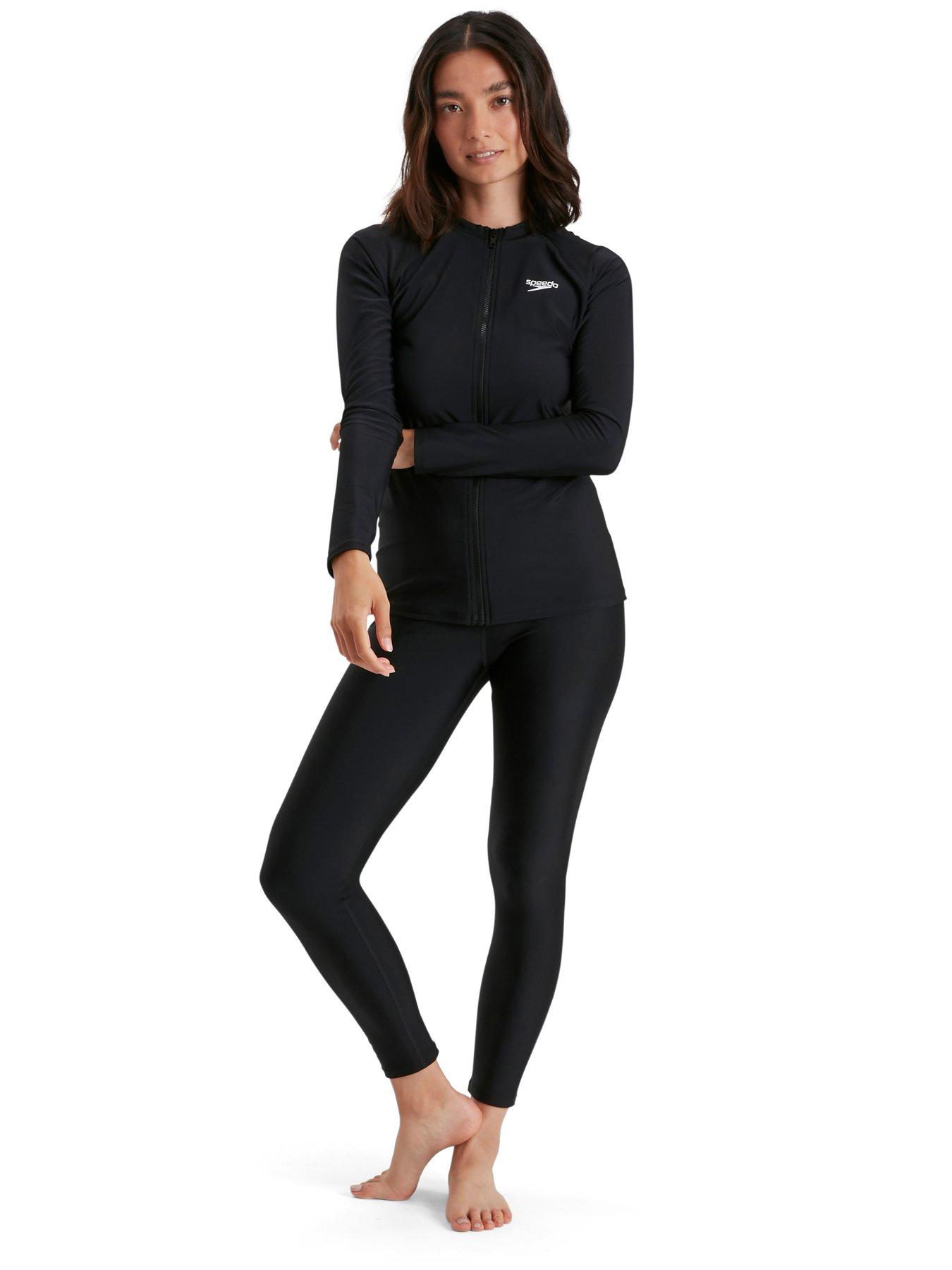 Zip Front Long Sleeve Top - Black