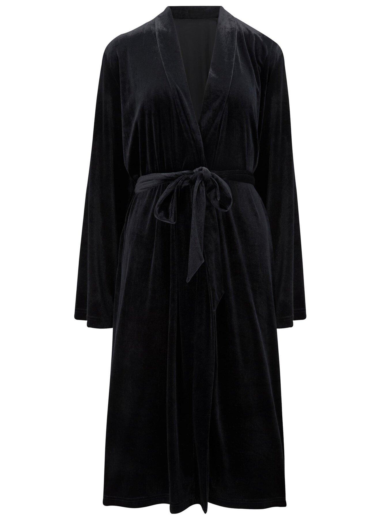  image of pour-moi-velour-midi-length-gown-black
