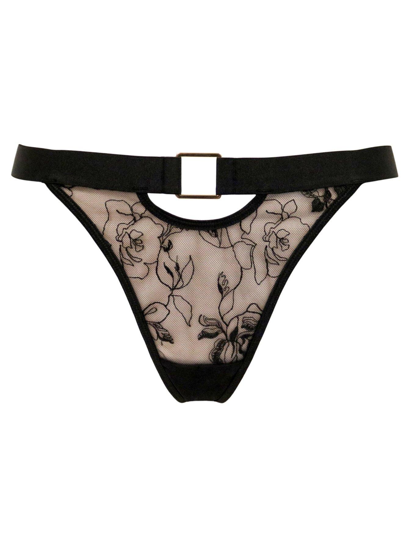 Image 3 of 4 of Pour Moi India Embroidery Thong - Black/White