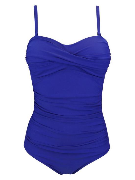 outfit image of pour-moi-santa-monica-strapless-control-swimsuit-blue