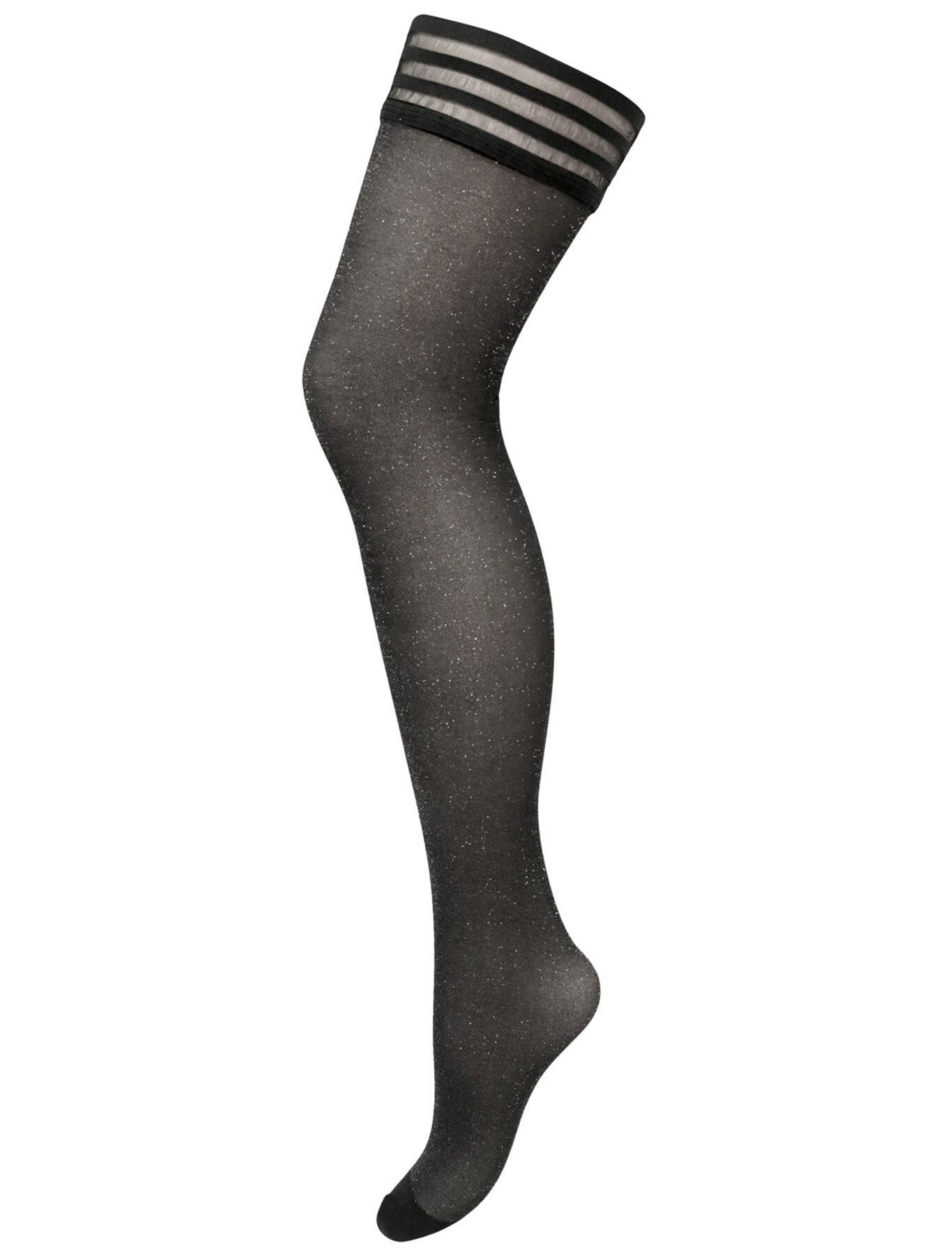 Image 2 of 2 of Pour Moi All That Glitters Lurex Hold Up - Black/Multi