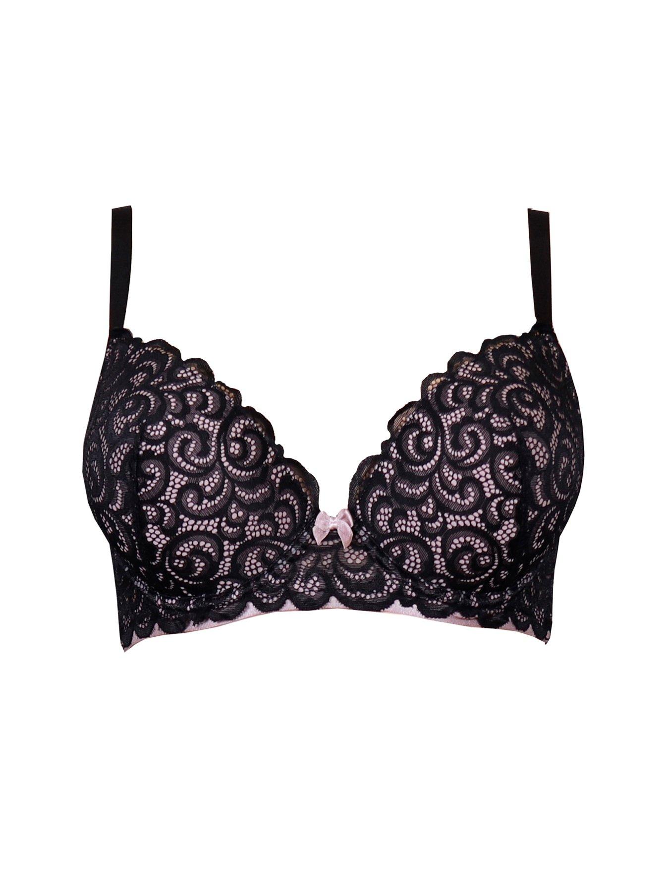  image of pour-moi-romance-moulded-plunge-push-up-bra-black