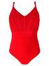  image of pour-moi-ruched-pleated-control-swimsuit-red