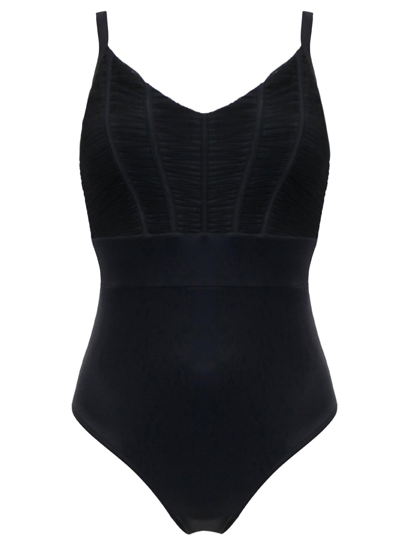 Image 4 of 4 of Pour Moi Ruched Pleated Tummy Control&nbsp;Swimsuit - Black