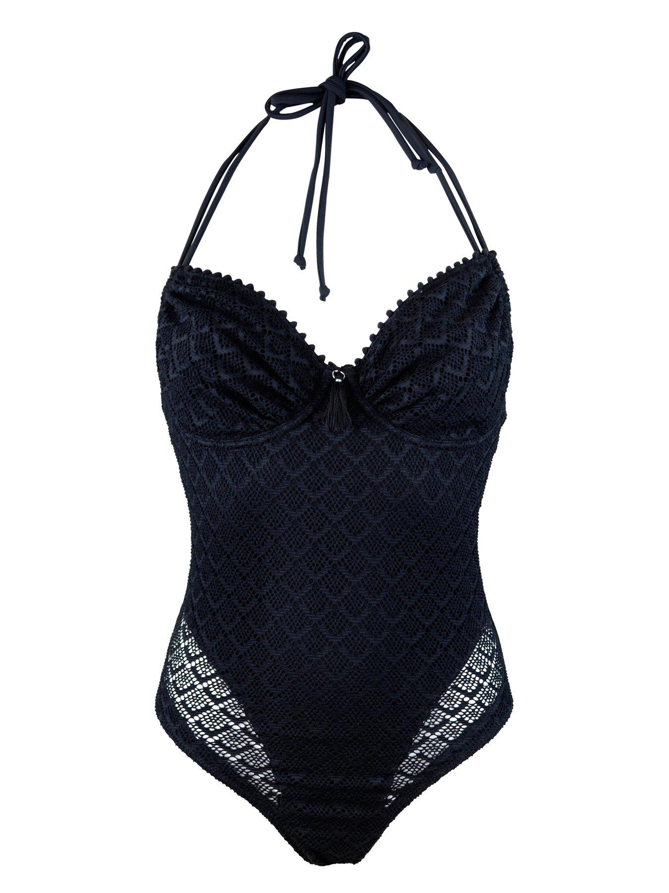 Image 3 of 4 of Pour Moi Castaway Adjustable Halter Underwired Swimsuit - Black