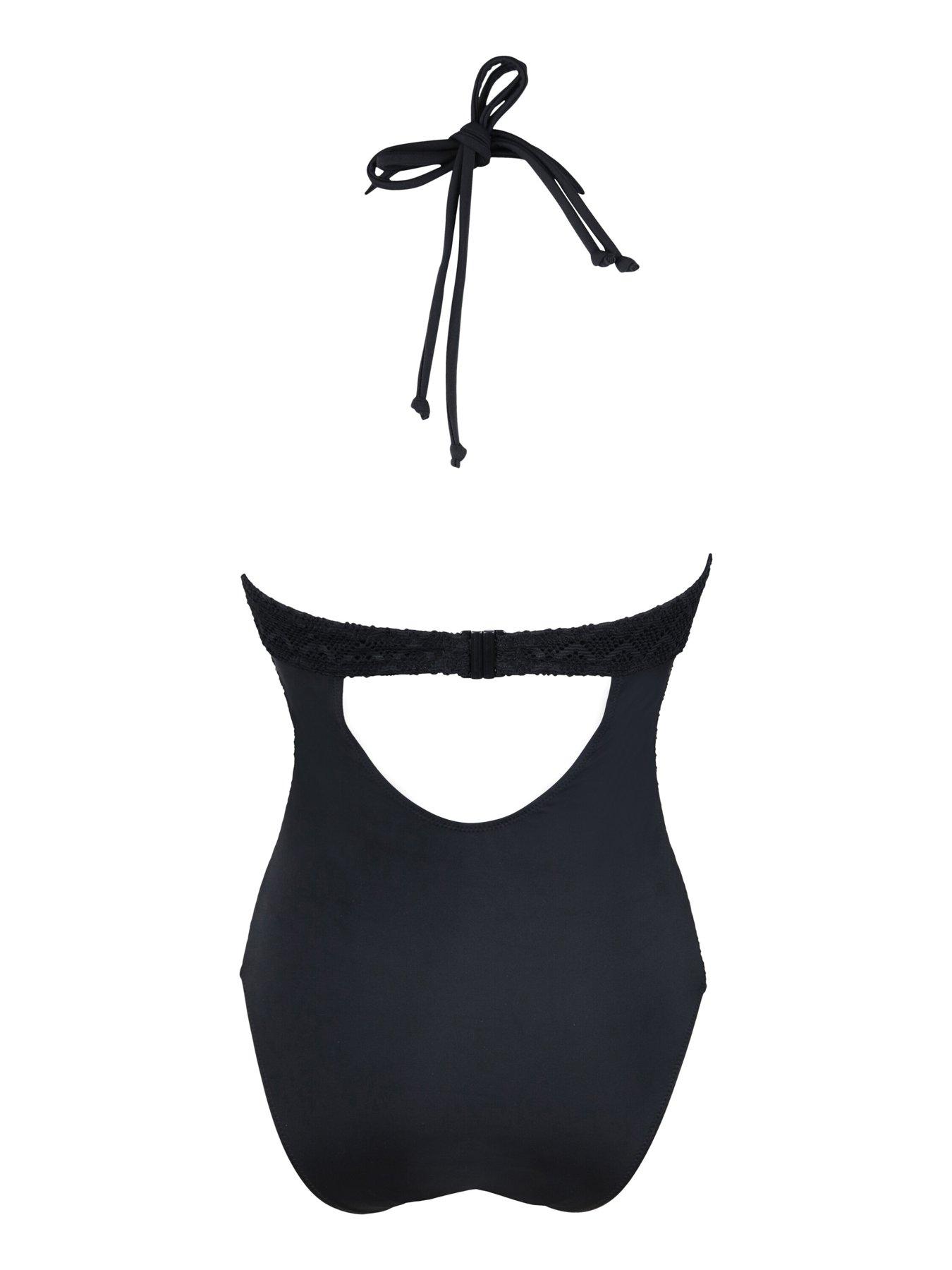  image of pour-moi-castaway-adjustable-halter-underwired-swimsuit-black