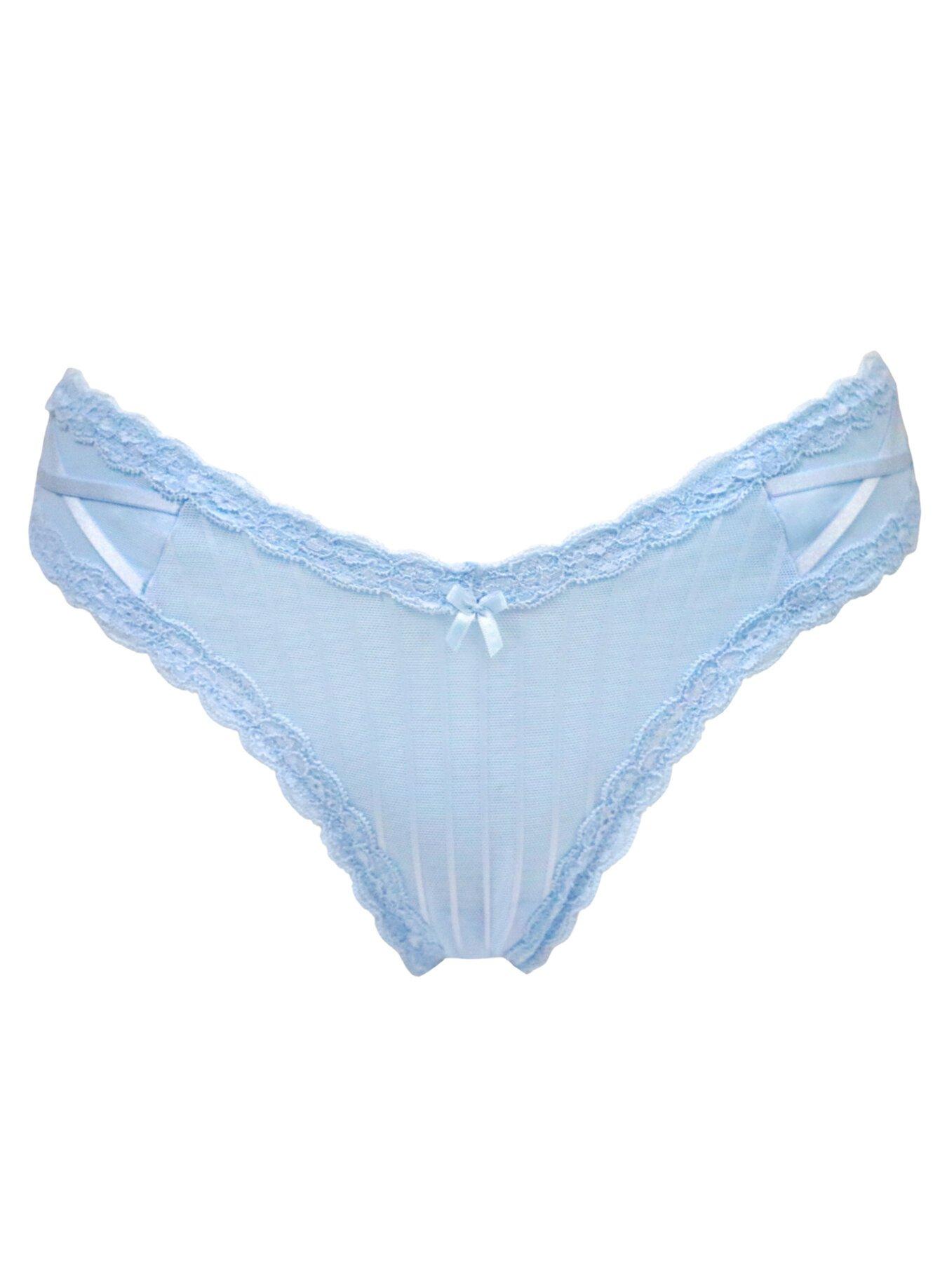 Pour Moi Luxe Linear V Shaped Brazilian Brief - Light Blue