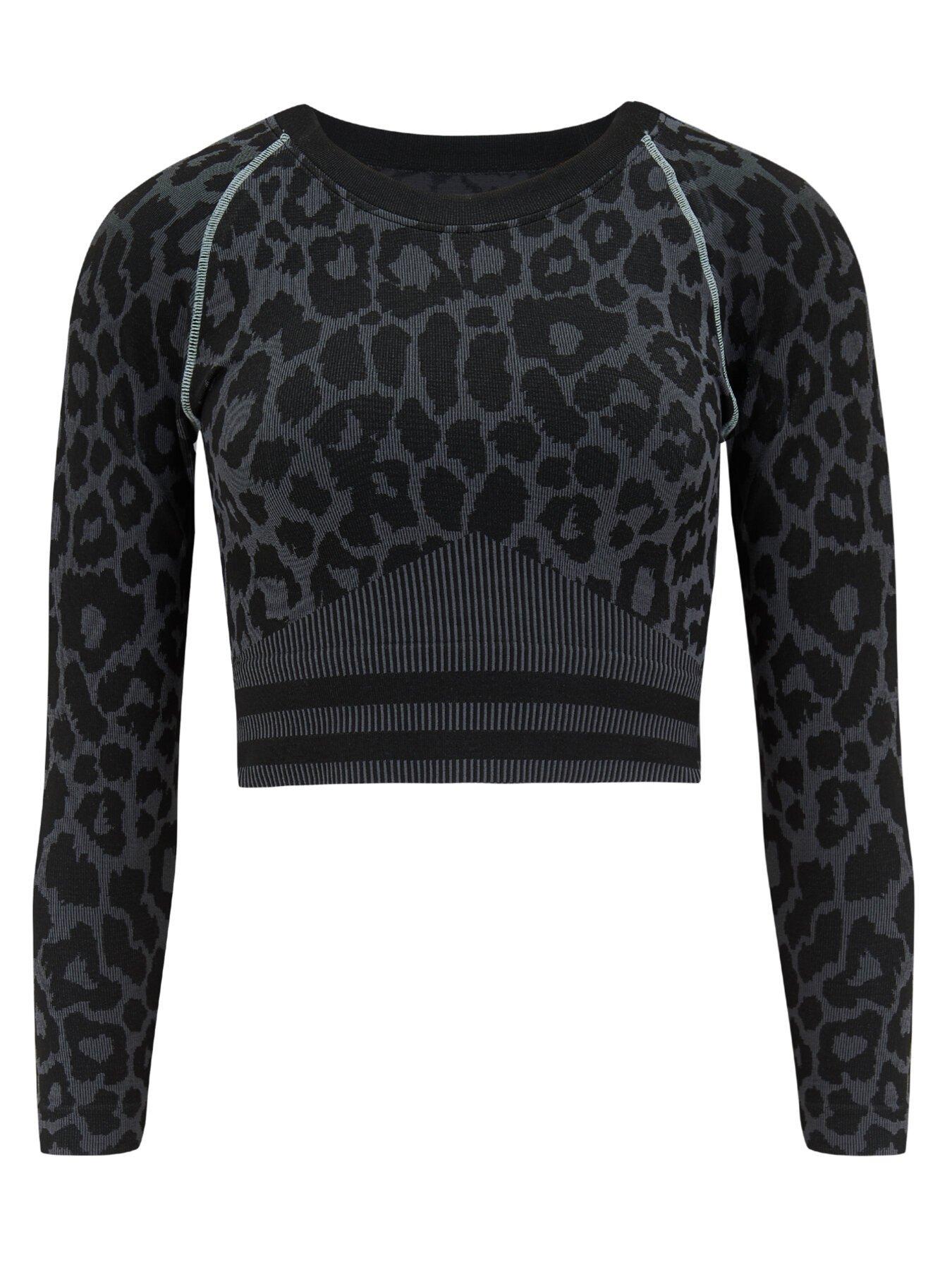  image of pour-moi-energy-seamless-leopard-long-sleeve-crop-top