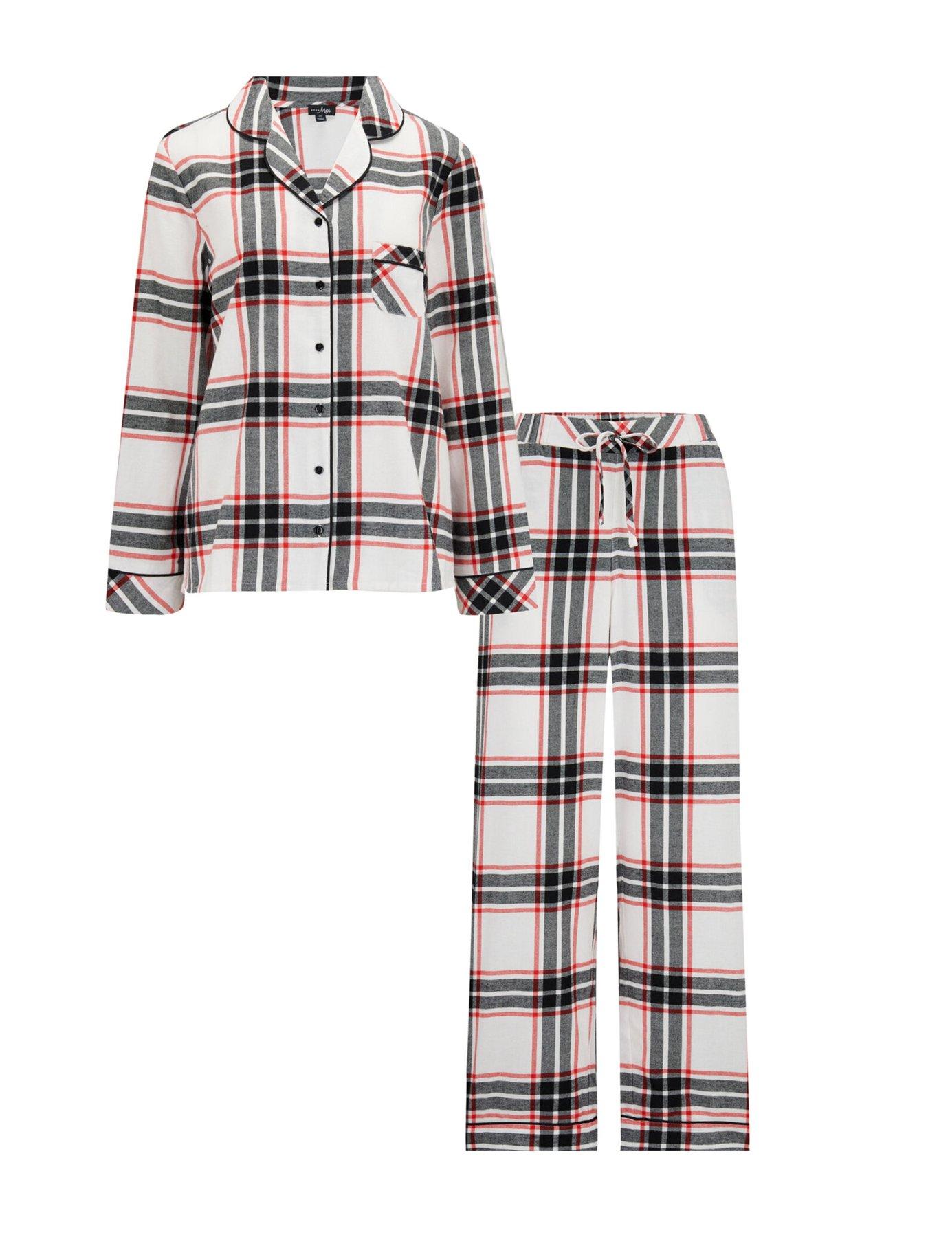  image of pour-moi-cosy-check-pyjama-set-whitemulti