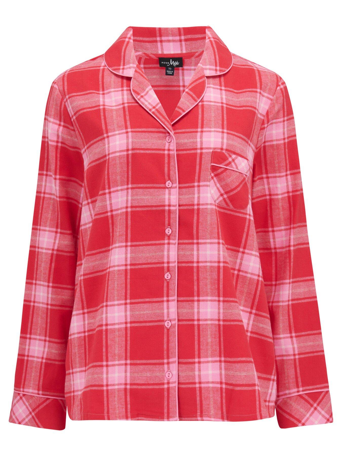  image of pour-moi-cosy-check-pyjama-set-red