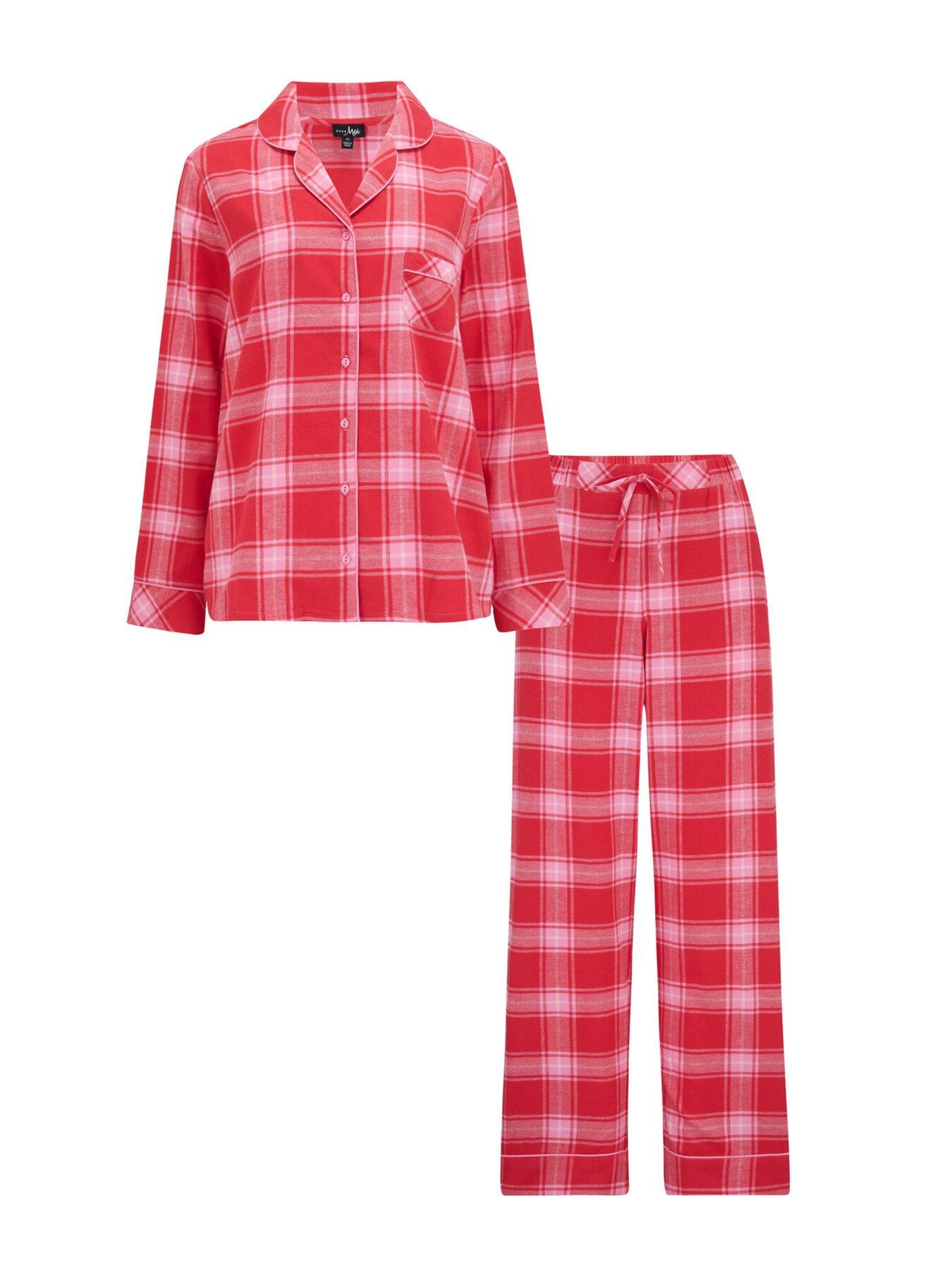 image of pour-moi-cosy-check-pyjama-set-red