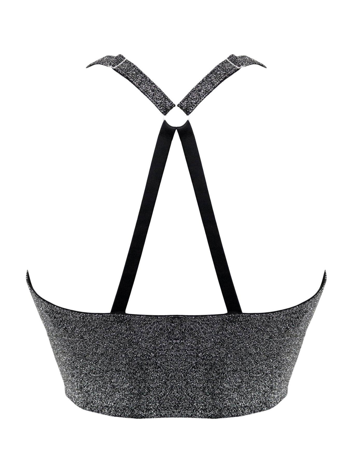  image of pour-moi-all-that-glitters-front-fastening-longline-silver