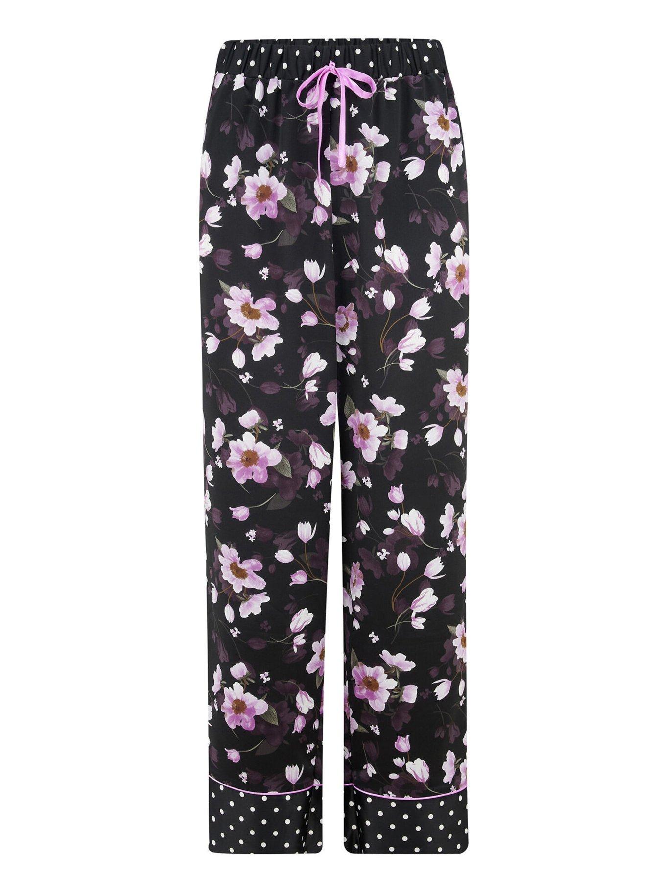  image of pour-moi-luxe-satin-print-mix-revere-collar-pyjama-set