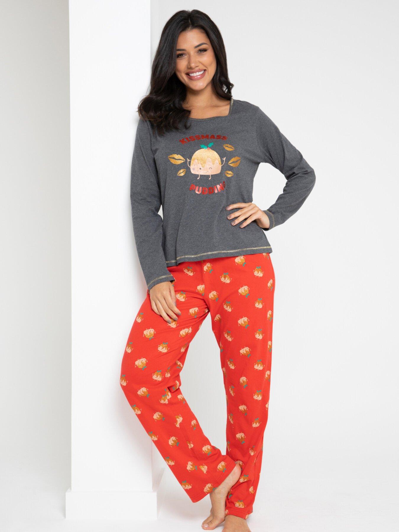 Image 2 of 5 of Pour Moi Kissmass Pudding Cotton Jersey Christmas Pyjama Set - Multi