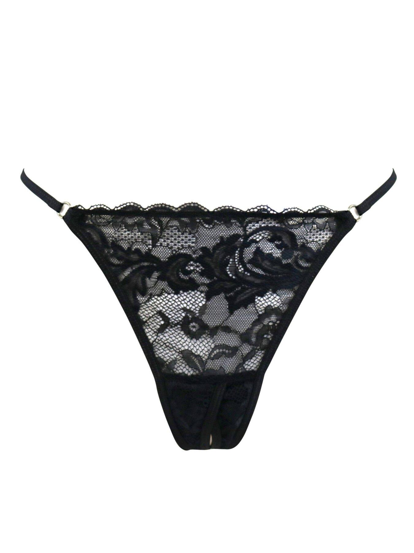 For Your Eyes Only Crotchless Thong, Pour Moi, For Your Eyes Only Crotchless  Thong, Black