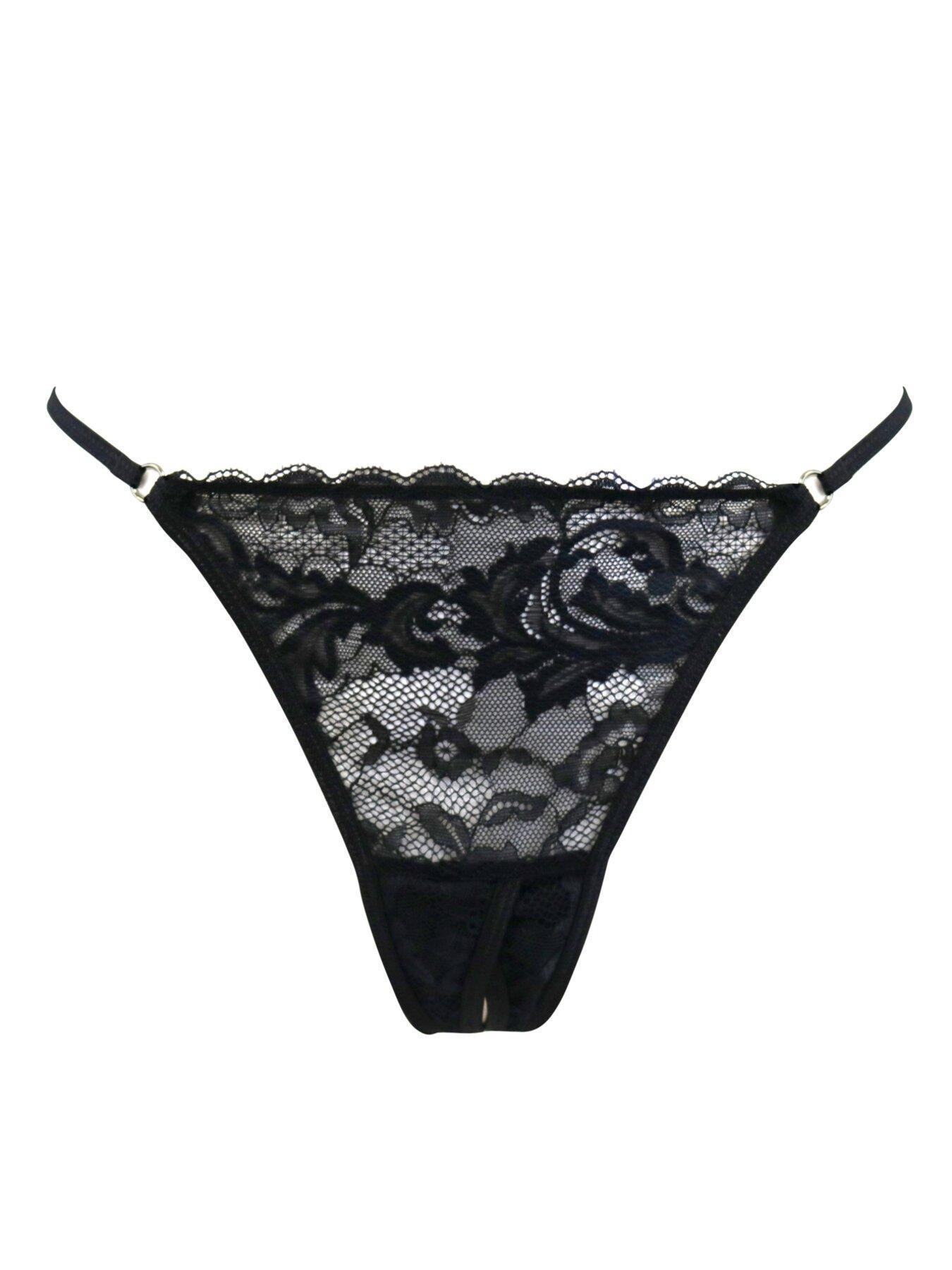 Image 3 of 4 of Pour Moi For Your Eyes Only Crotchless Thong - Black