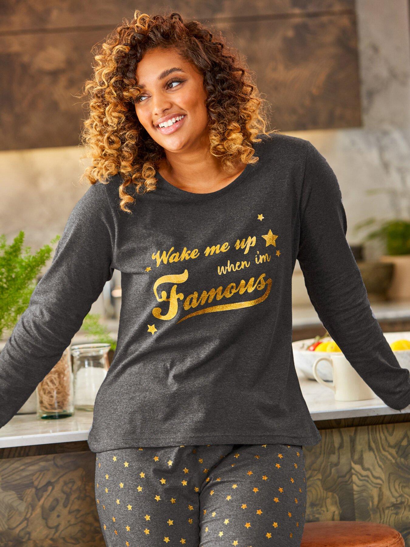 Image 1 of 5 of Pour Moi Wake me up when I'm Famous Cotton Jersey Pyjama Set