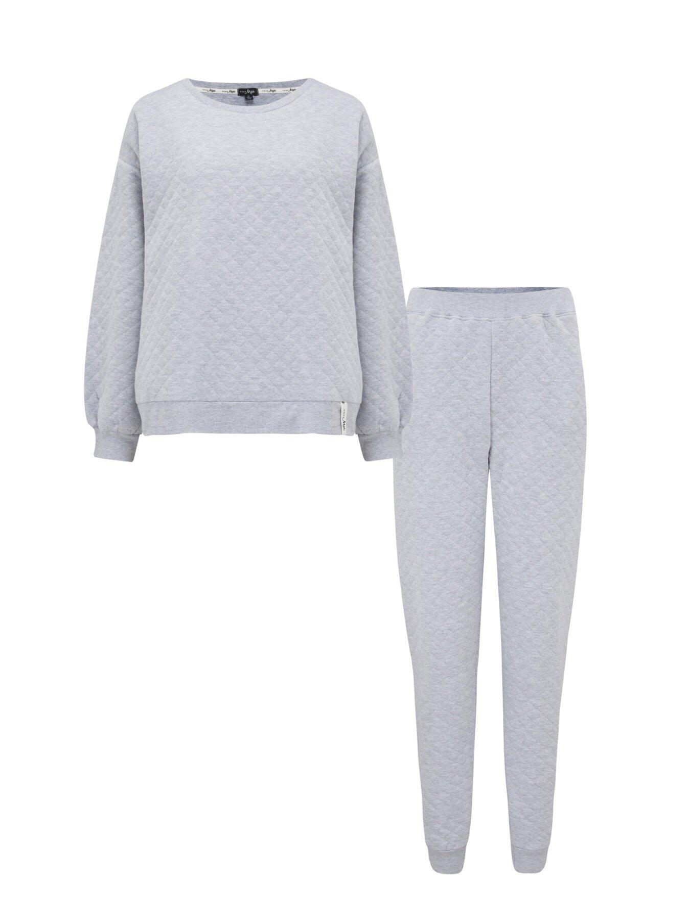 Image 3 of 5 of Pour Moi Quilted Lounge Sweatshirt &amp; Jogger Co-Ord Set - Grey