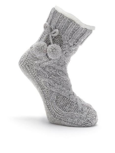 pour-moi-cosy-cable-knit-slipper-sock-grey