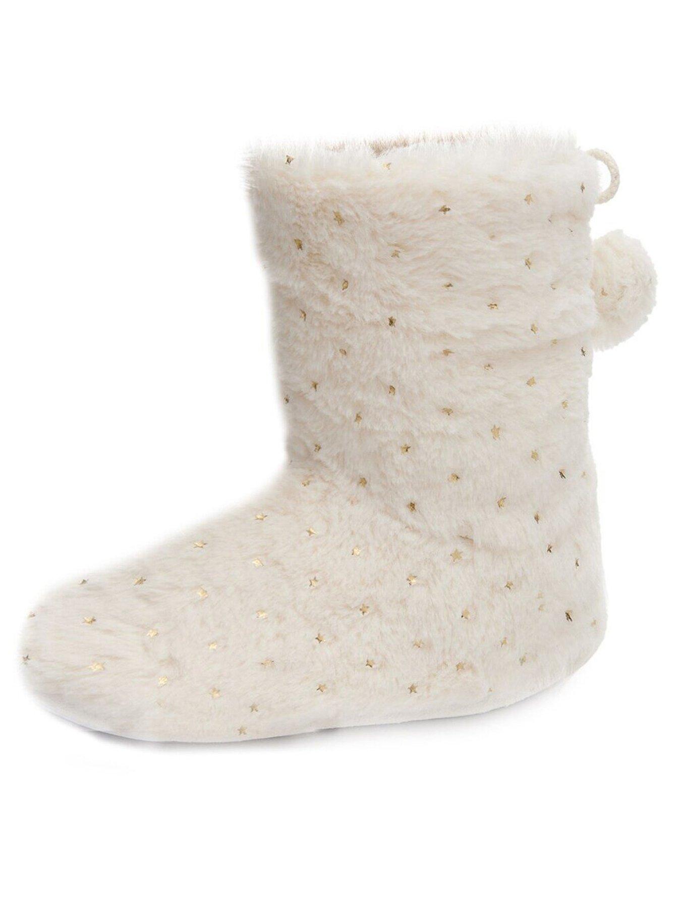 pour-moi-metallic-star-print-fluffy-bootie-slipper
