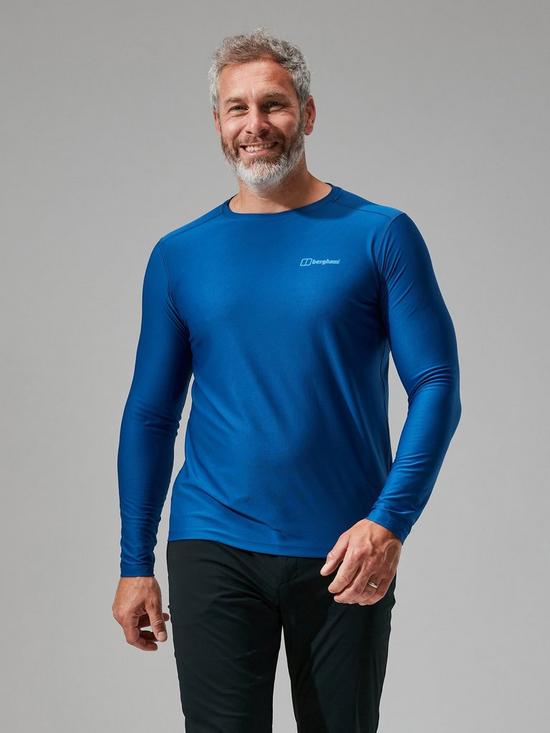 front image of berghaus-247-long-sleeve-tech-crew-blue