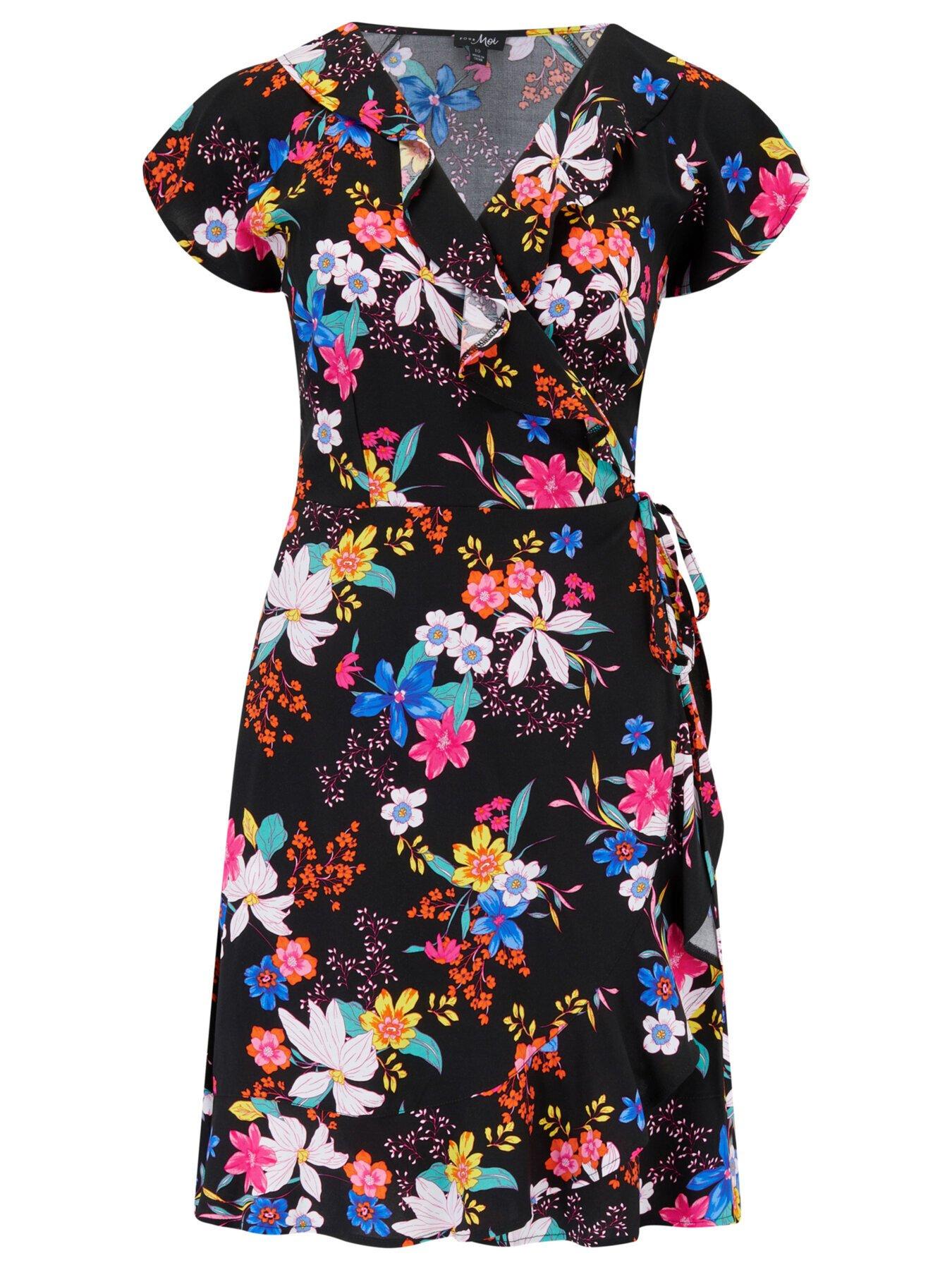  image of pour-moi-wovennbspfrill-wrap-dress-print-multi