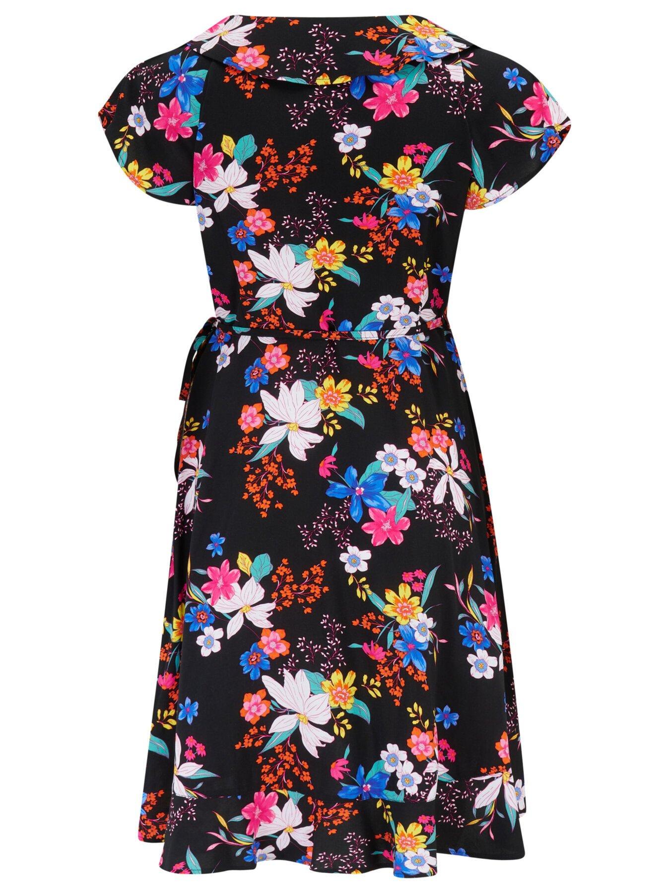  image of pour-moi-wovennbspfrill-wrap-dress-print-multi