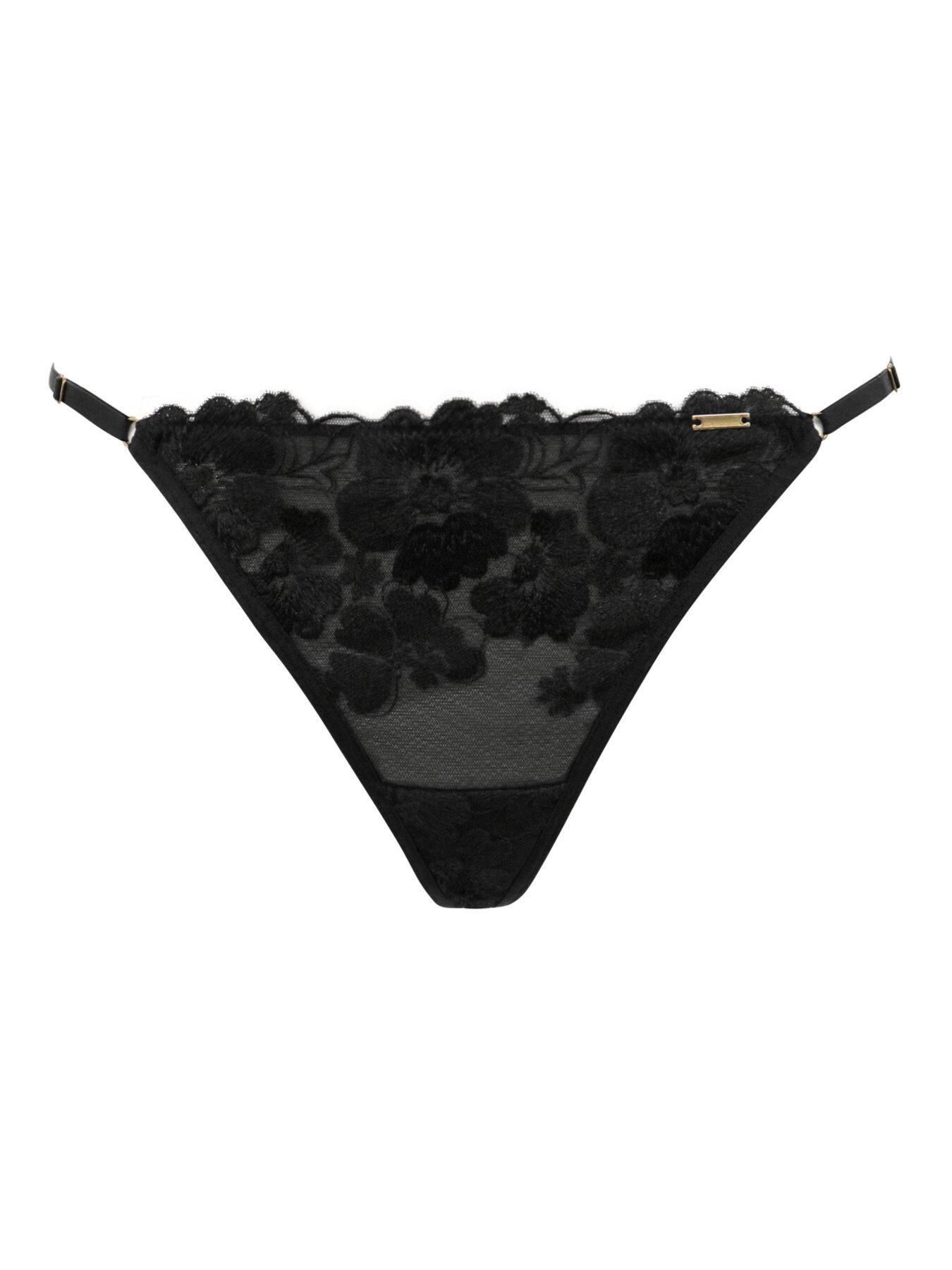 Image 3 of 4 of Pour Moi India Bold Embroidery Thong - Black