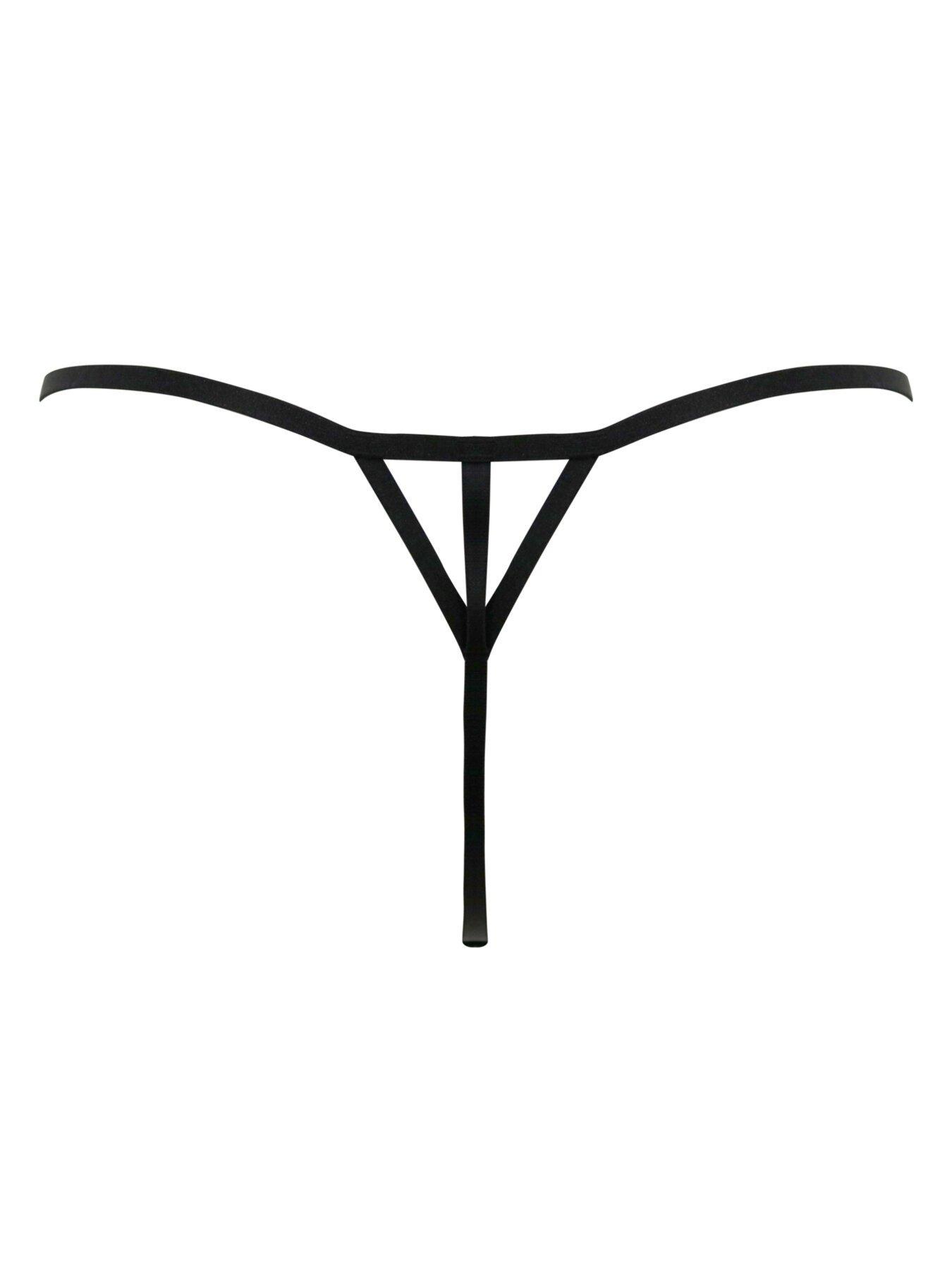 Image 4 of 4 of Pour Moi India Bold Embroidery Thong - Black