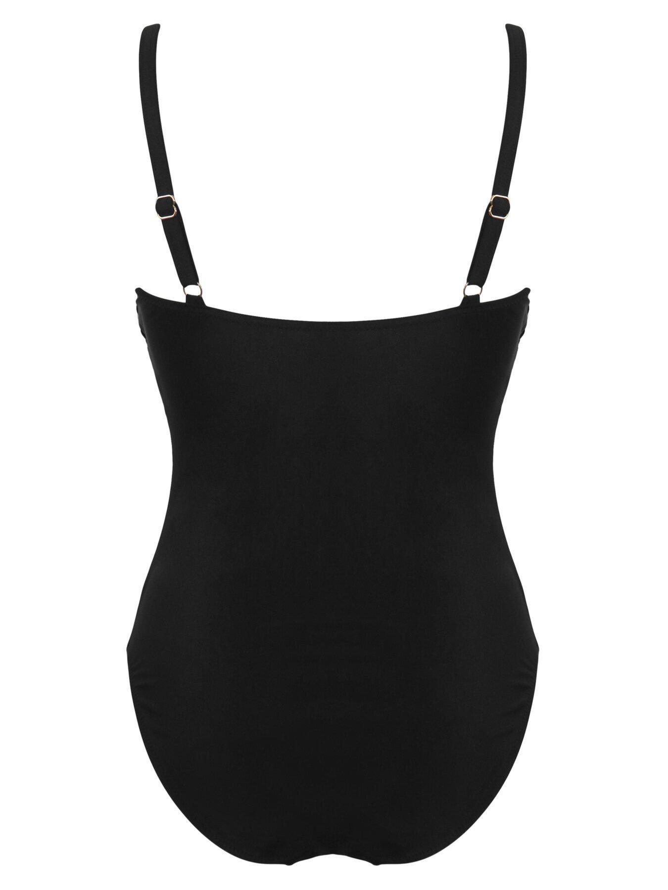  image of pour-moi-mykonos-cowl-neck-tummy-control-swimsuit-black