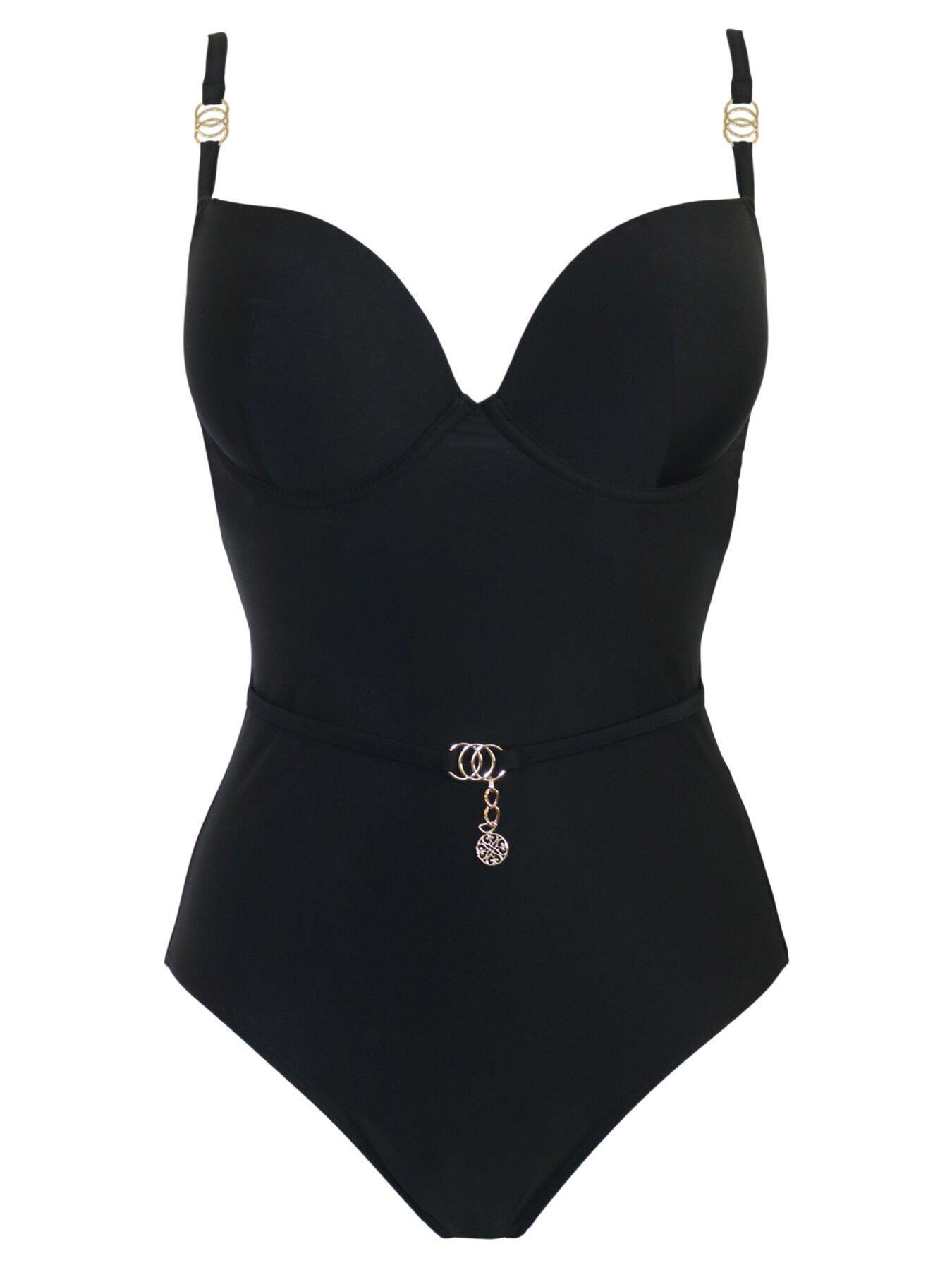 Image 4 of 5 of Pour Moi St Barts Push-Up Boost Padded Underwired Tummy Control Swimsuit - Black