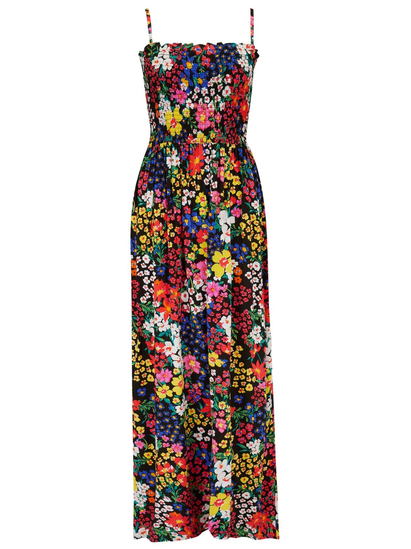  image of pour-moi-removable-straps-shirred-bodice-maxi-dress-blackmulti