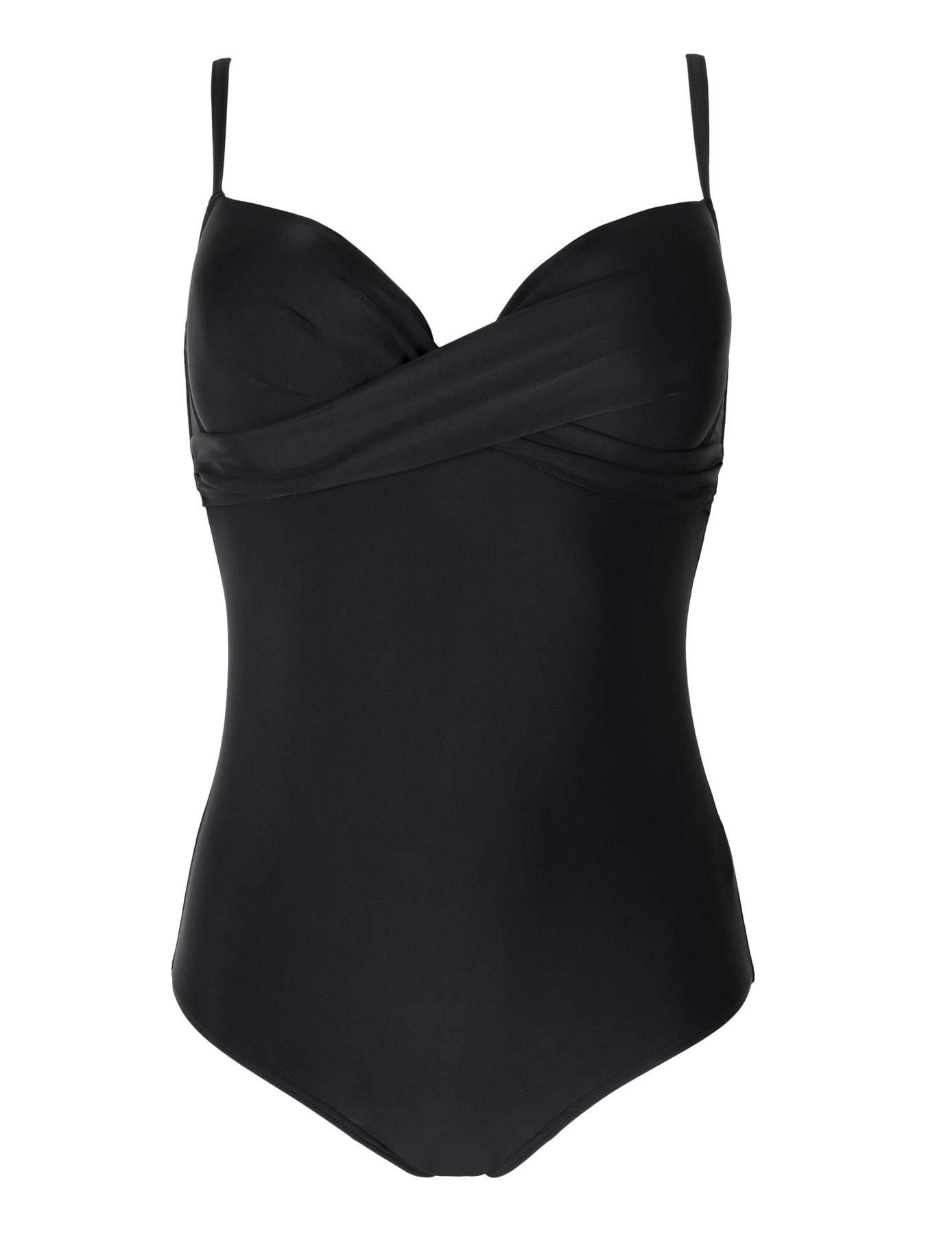 Image 3 of 4 of Pour Moi Lightly Padded Underwired Twist Front Tummy Control Swimsuit - Black
