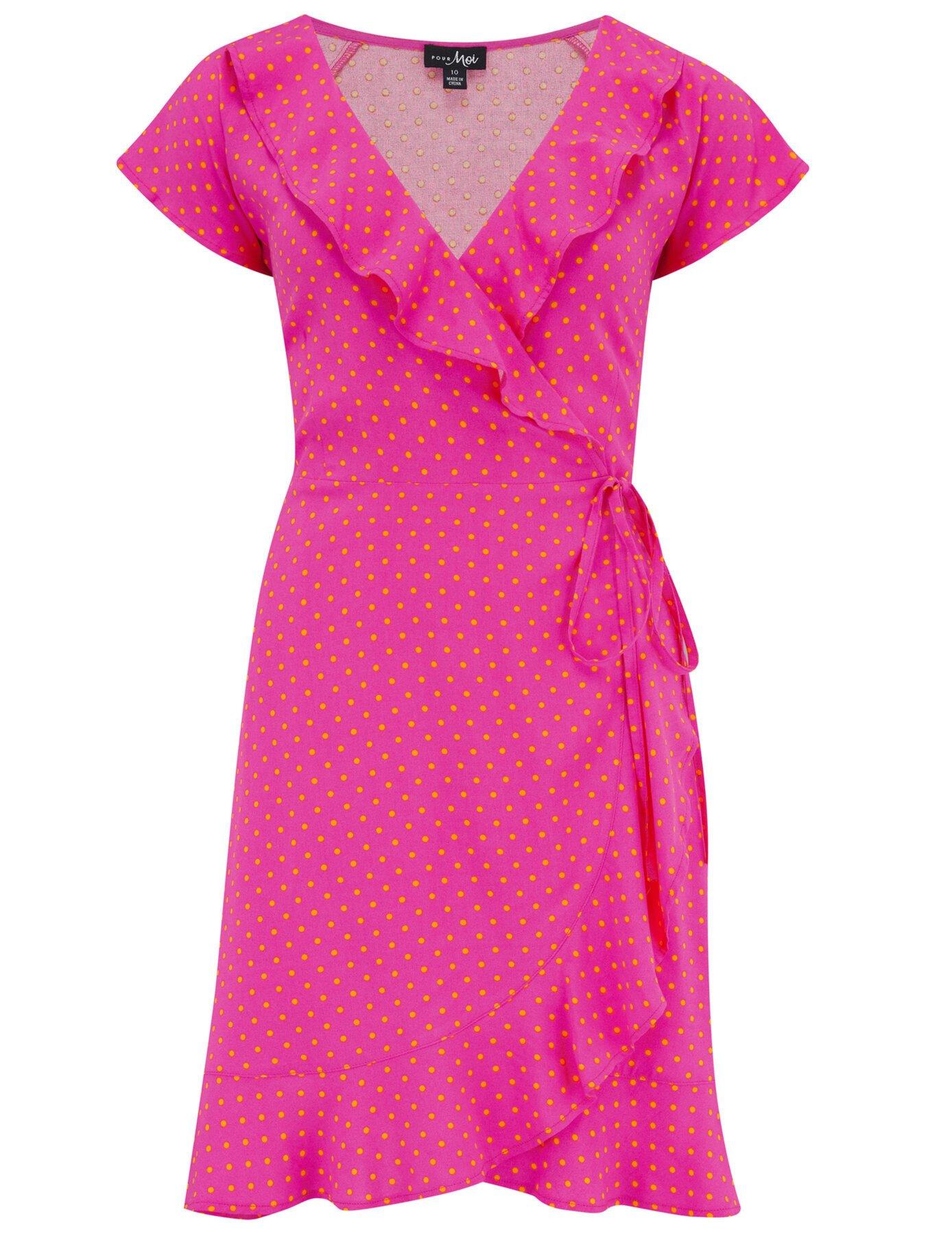 image of pour-moi-woven-frill-wrap-dress-multi