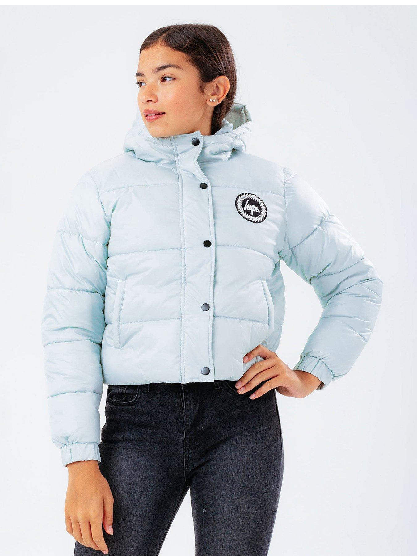 Hype Girls Cropped Puffer Jacket - Blue | littlewoods.com