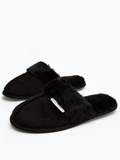 hype-womens-slip-on-mule-slippers-black