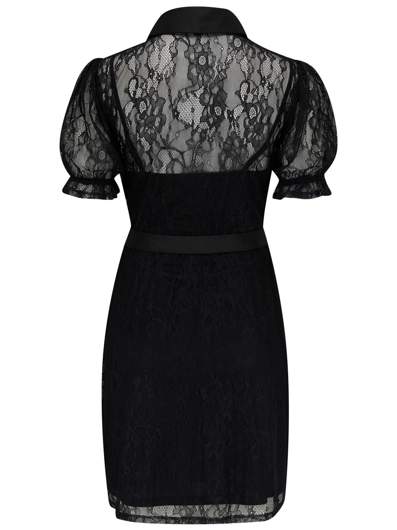  image of pour-moi-clara-short-puff-sleeve-lace-dress