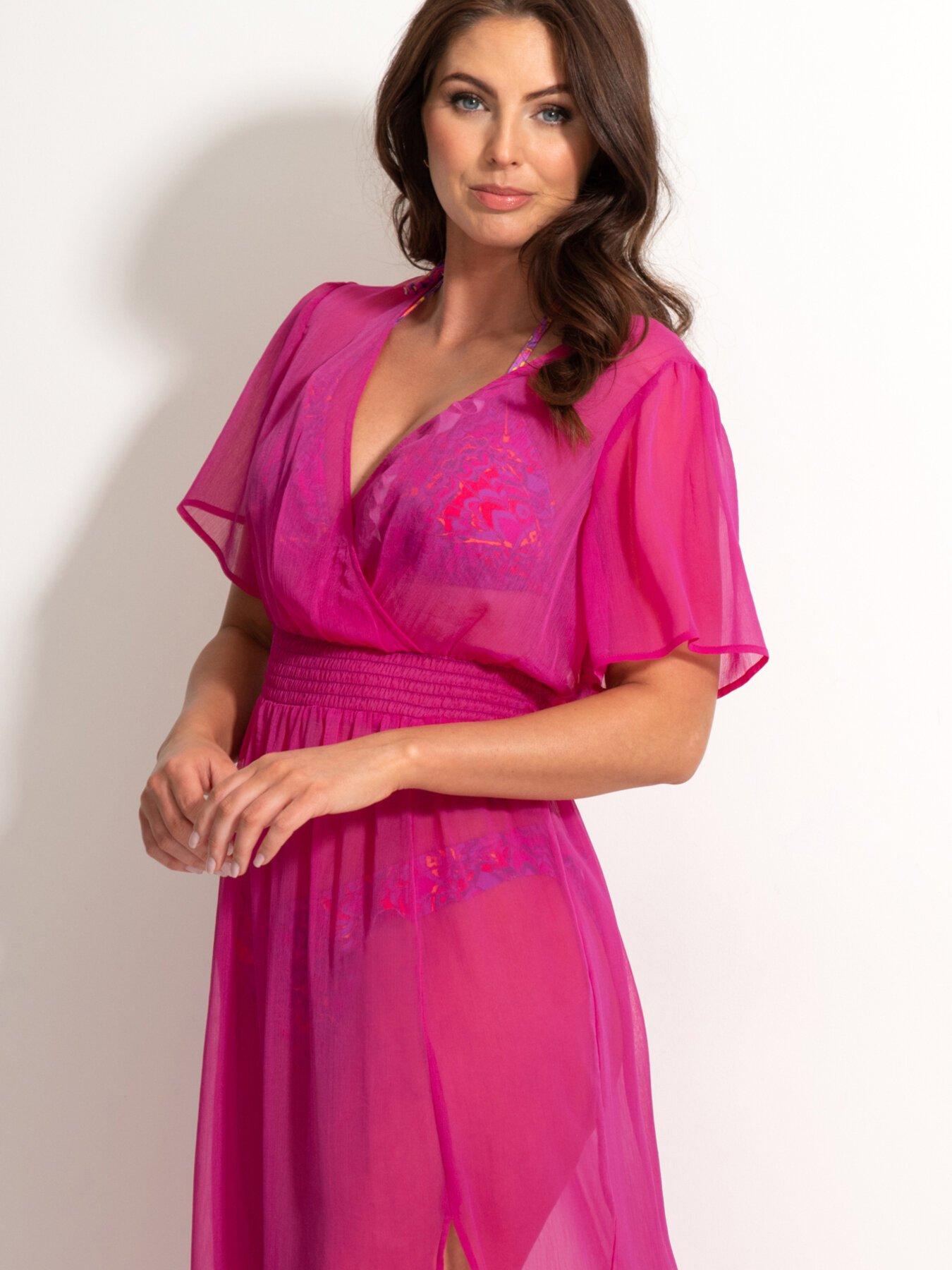 Short Sleeve Chiffon Wrap Maxi Kaftan