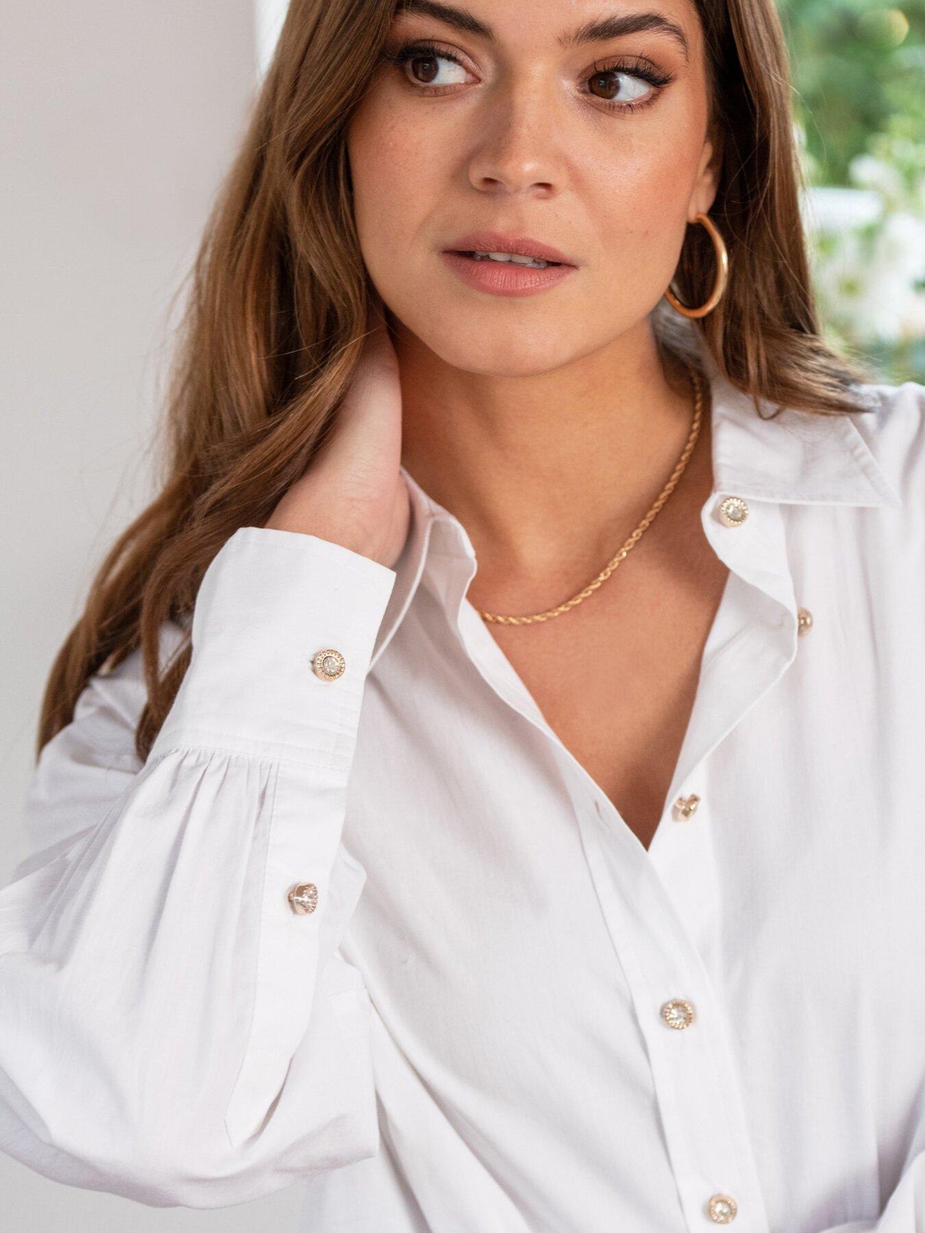  image of pour-moi-cotton-poplin-oversized-long-sleeve-shirt-white
