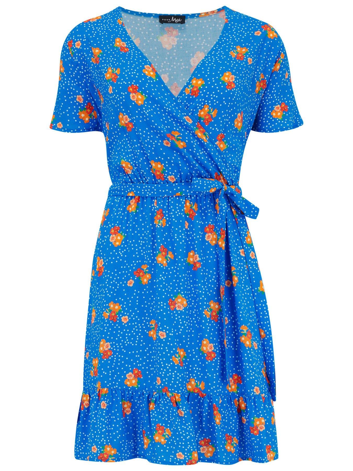  image of pour-moi-woven-lenzingtrade-ecoverotrade-viscose-fibres-tiered-wrap-dress-blue