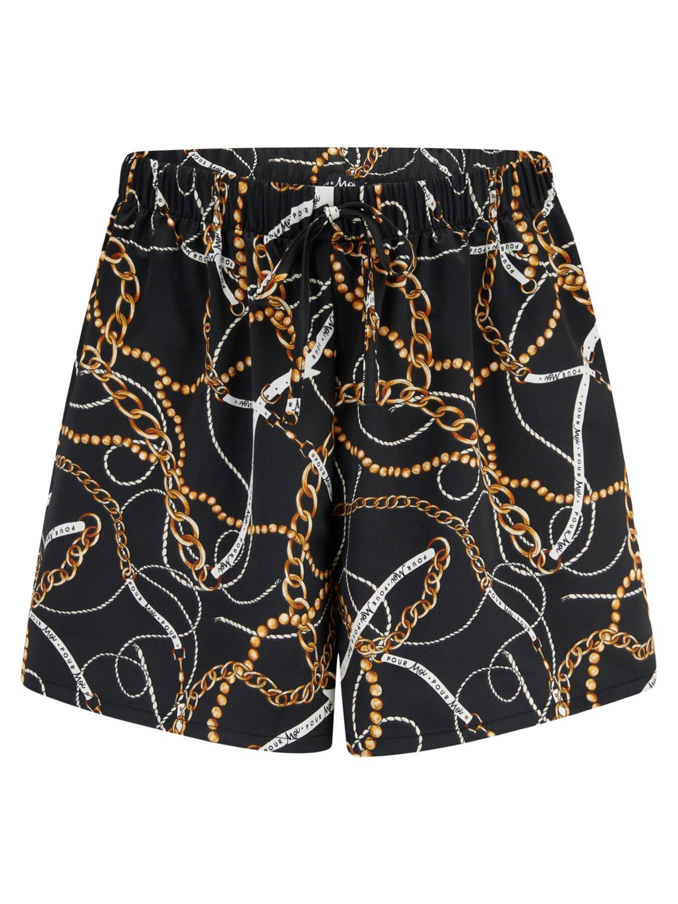 Image 5 of 5 of Pour Moi Satin Print Revere Collar Short PJ Set