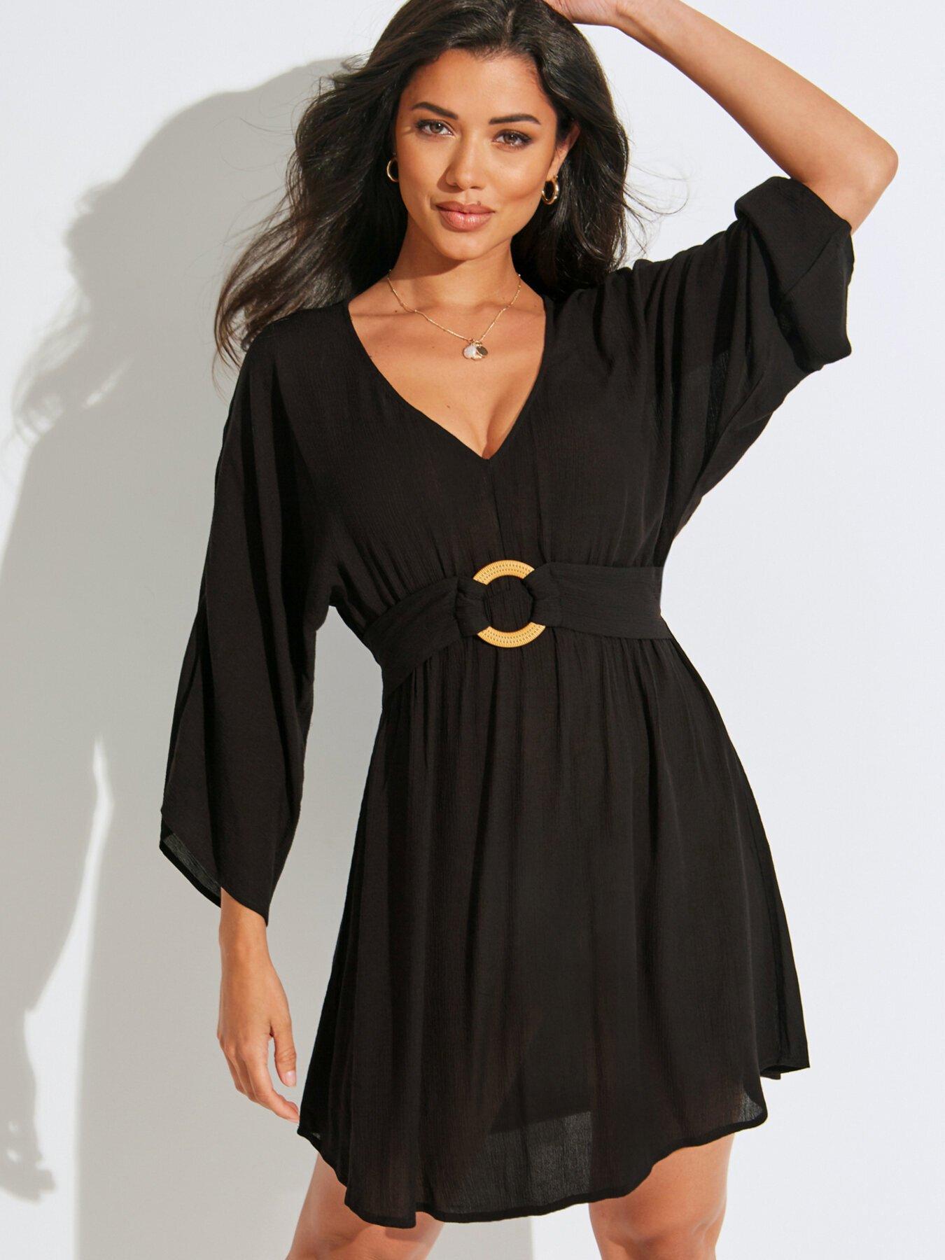 Pour Moi Crinkle O Ring Cover Up - Black Littlewoods