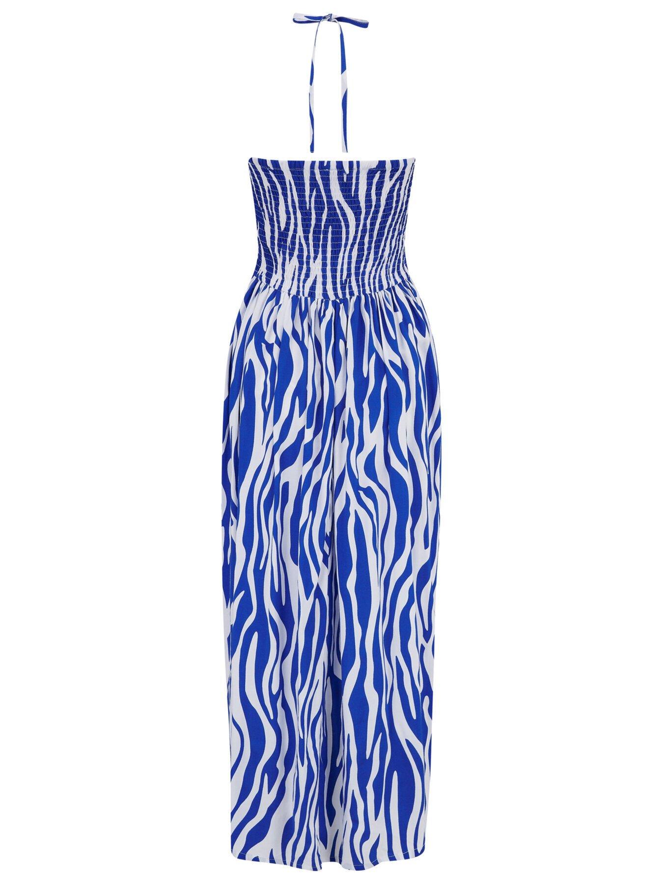  image of pour-moi-halter-neck-strap-shirred-bodice-maxi-dress-multi