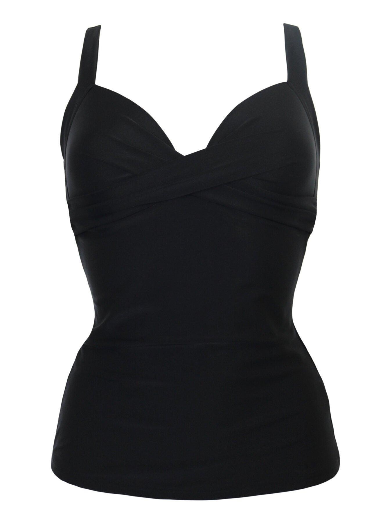  image of pour-moi-space-twist-front-non-wired-tankini-black