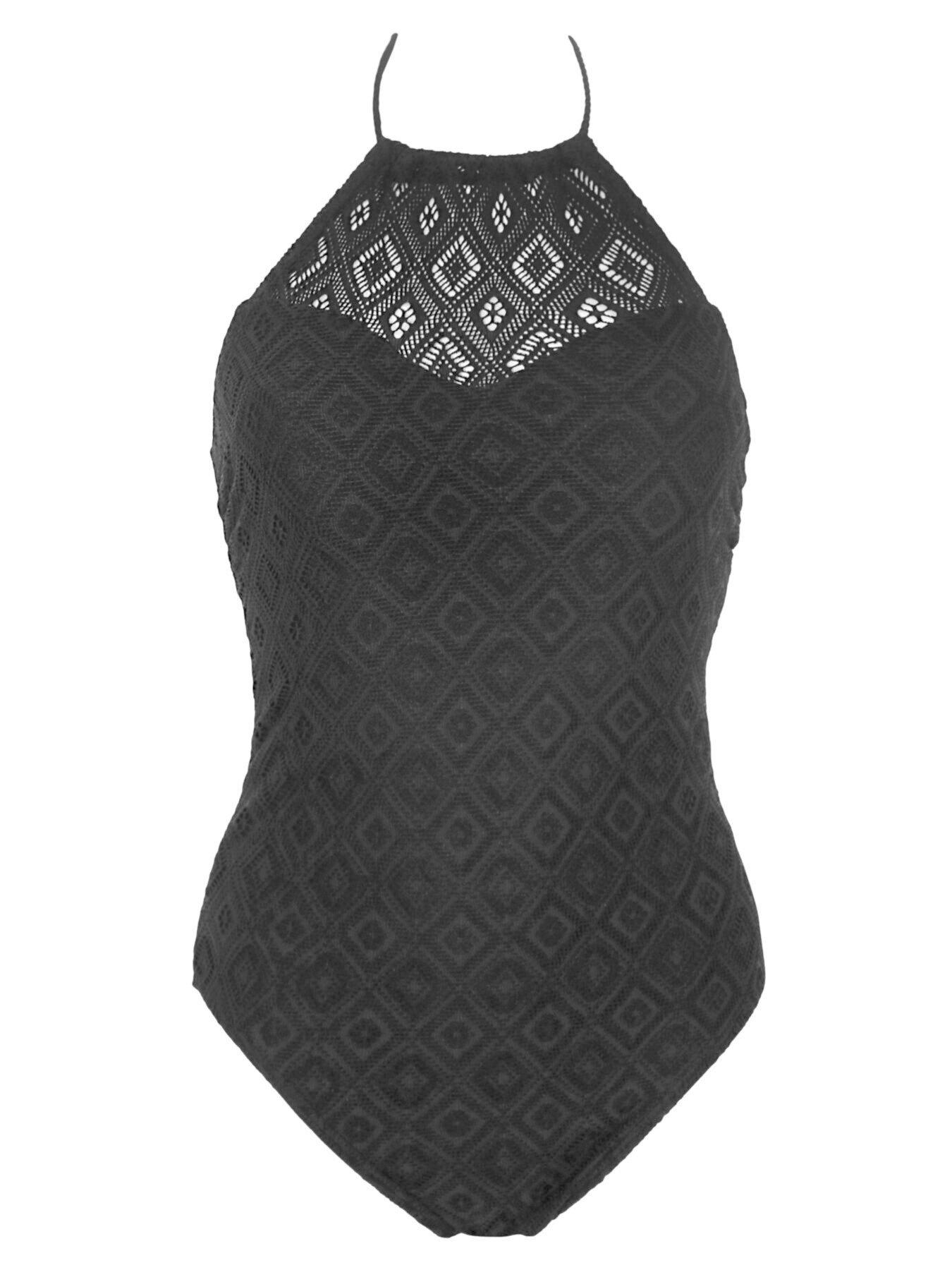 Image 3 of 4 of Pour Moi Summer Breeze High Neck Halter Swimsuit - Black