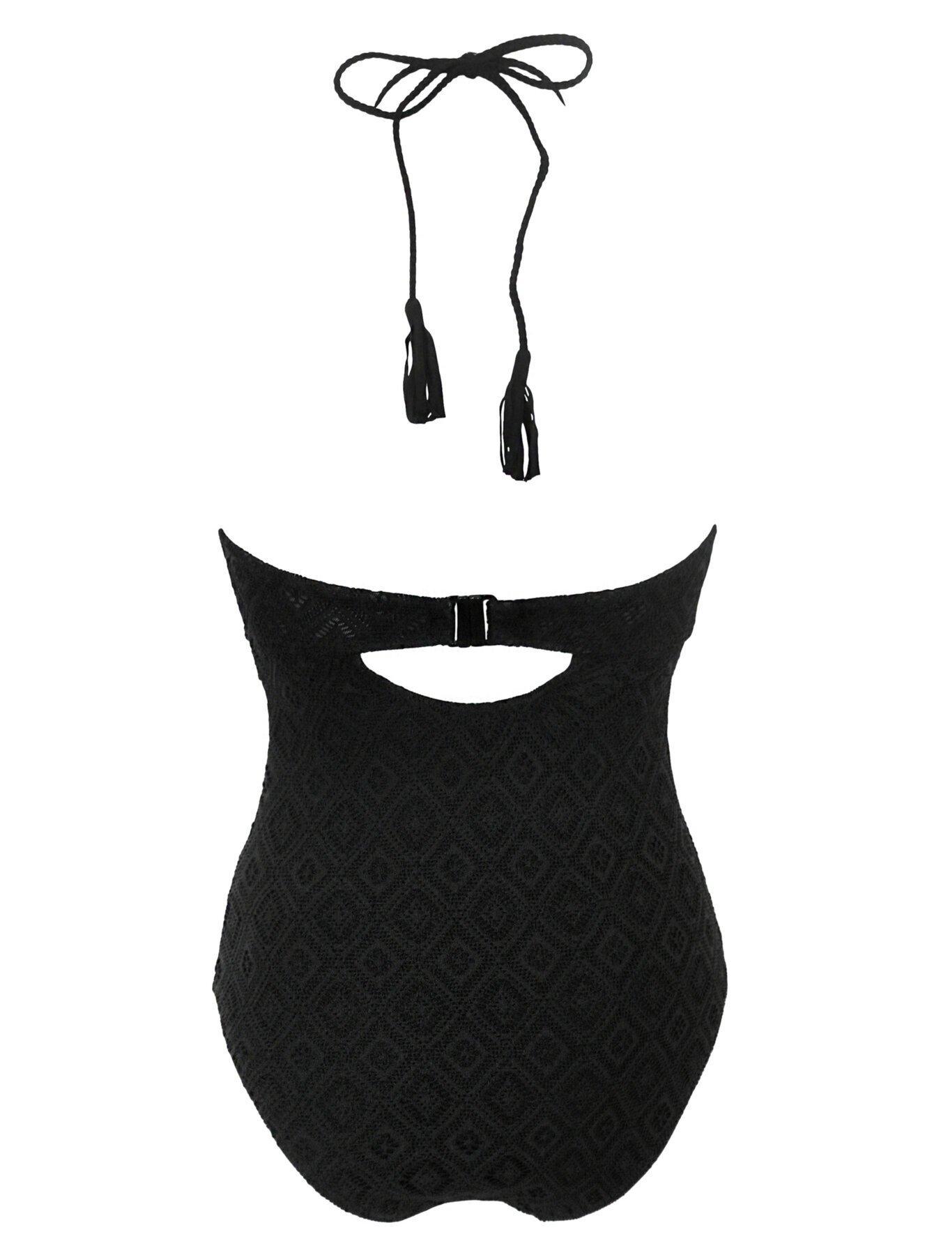 Image 4 of 4 of Pour Moi Summer Breeze High Neck Halter Swimsuit - Black