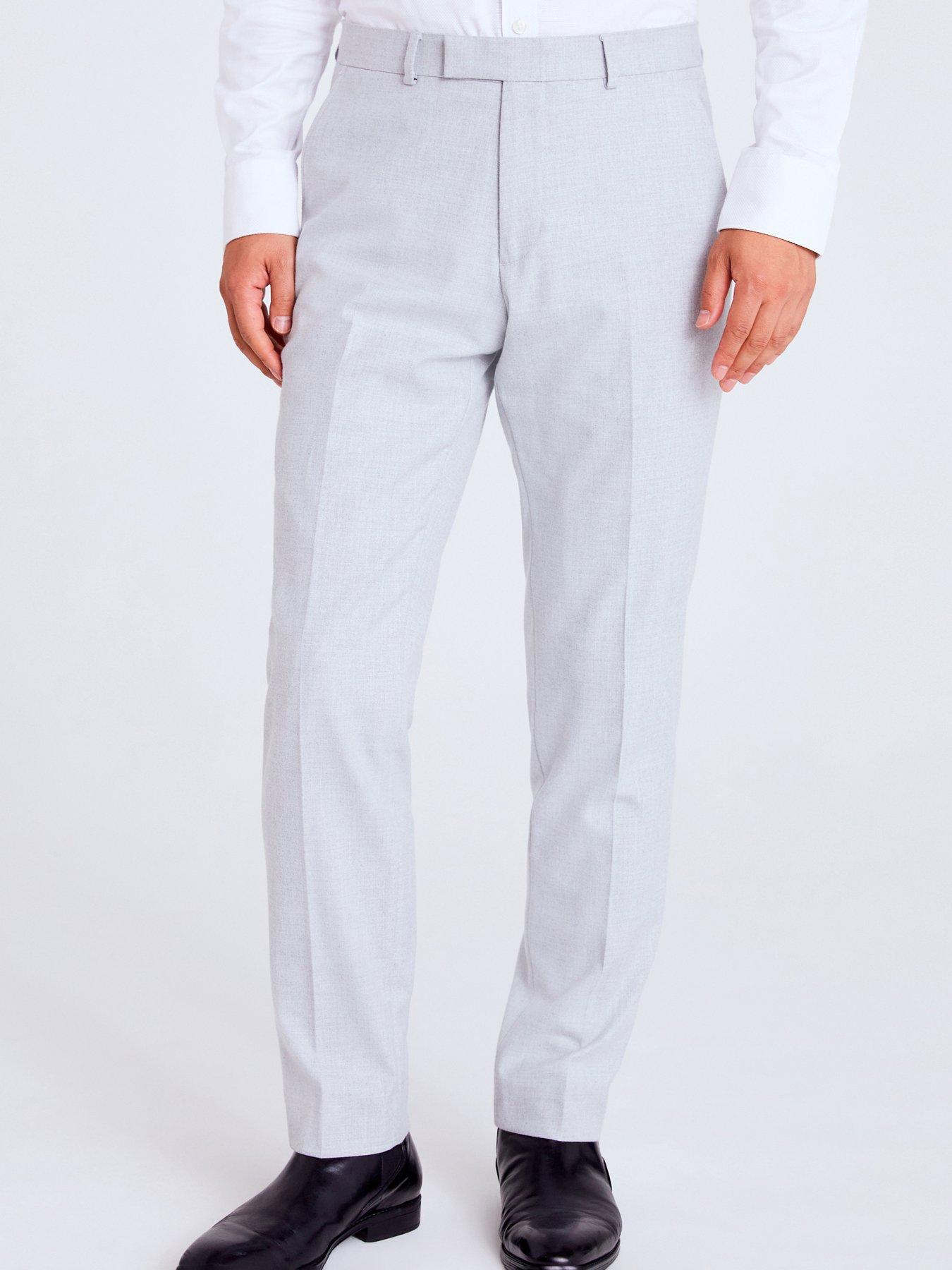 Heather Grey Super 150's Luxury Viscose Blend Suit Pants (No Belt Loops)