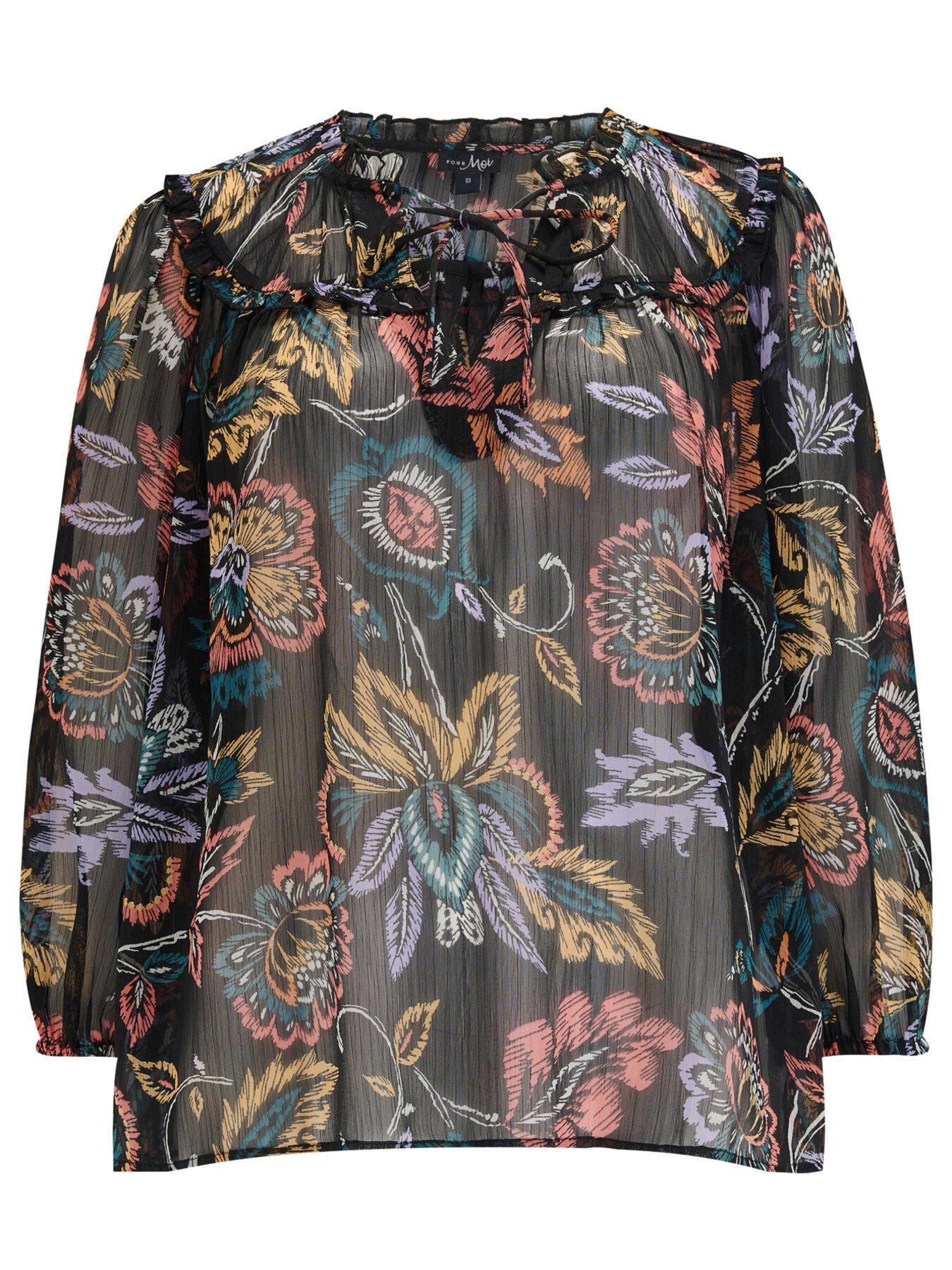  image of pour-moi-sian-chiffon-34-sleeve-blouse